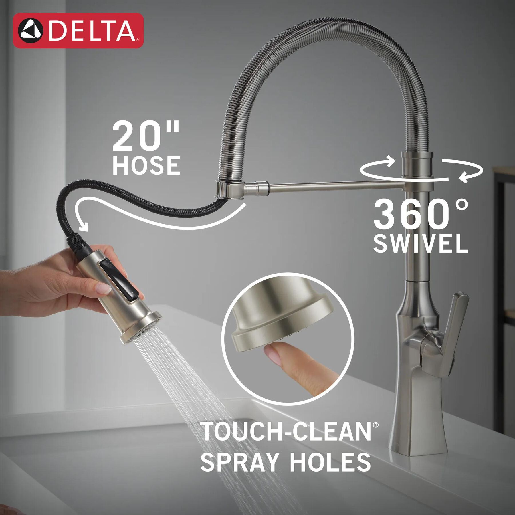 Single Handle Pull-Down Kitchen Faucet With Spring Spout