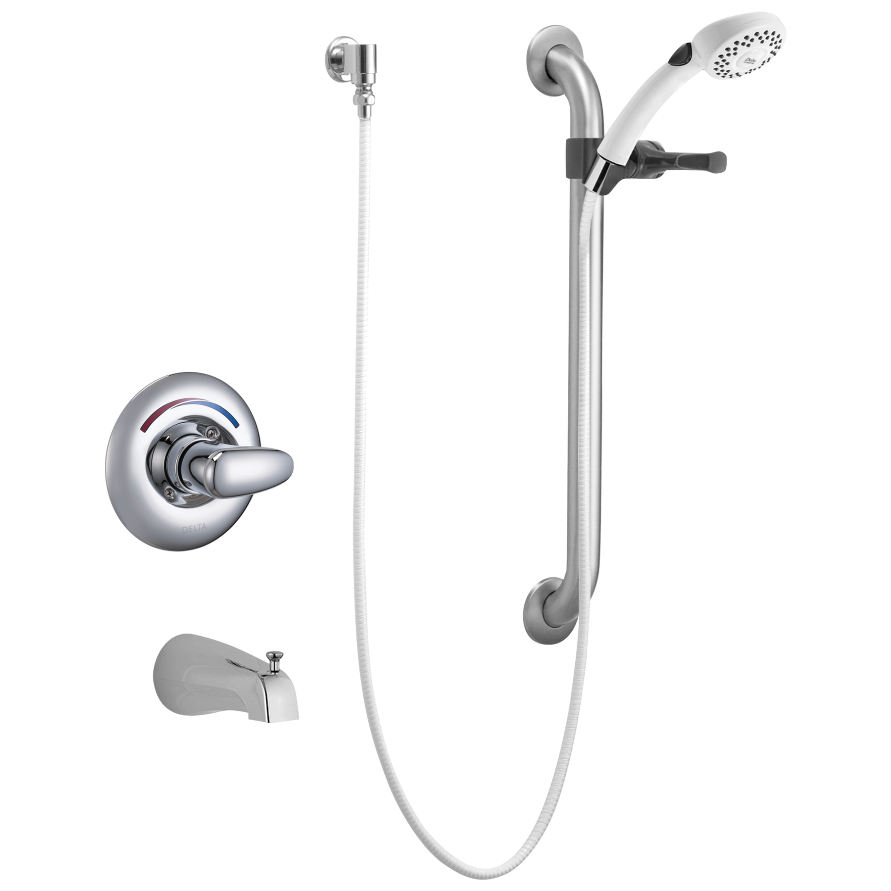 Universal Tub Trim Hand Shower and Grab Bar