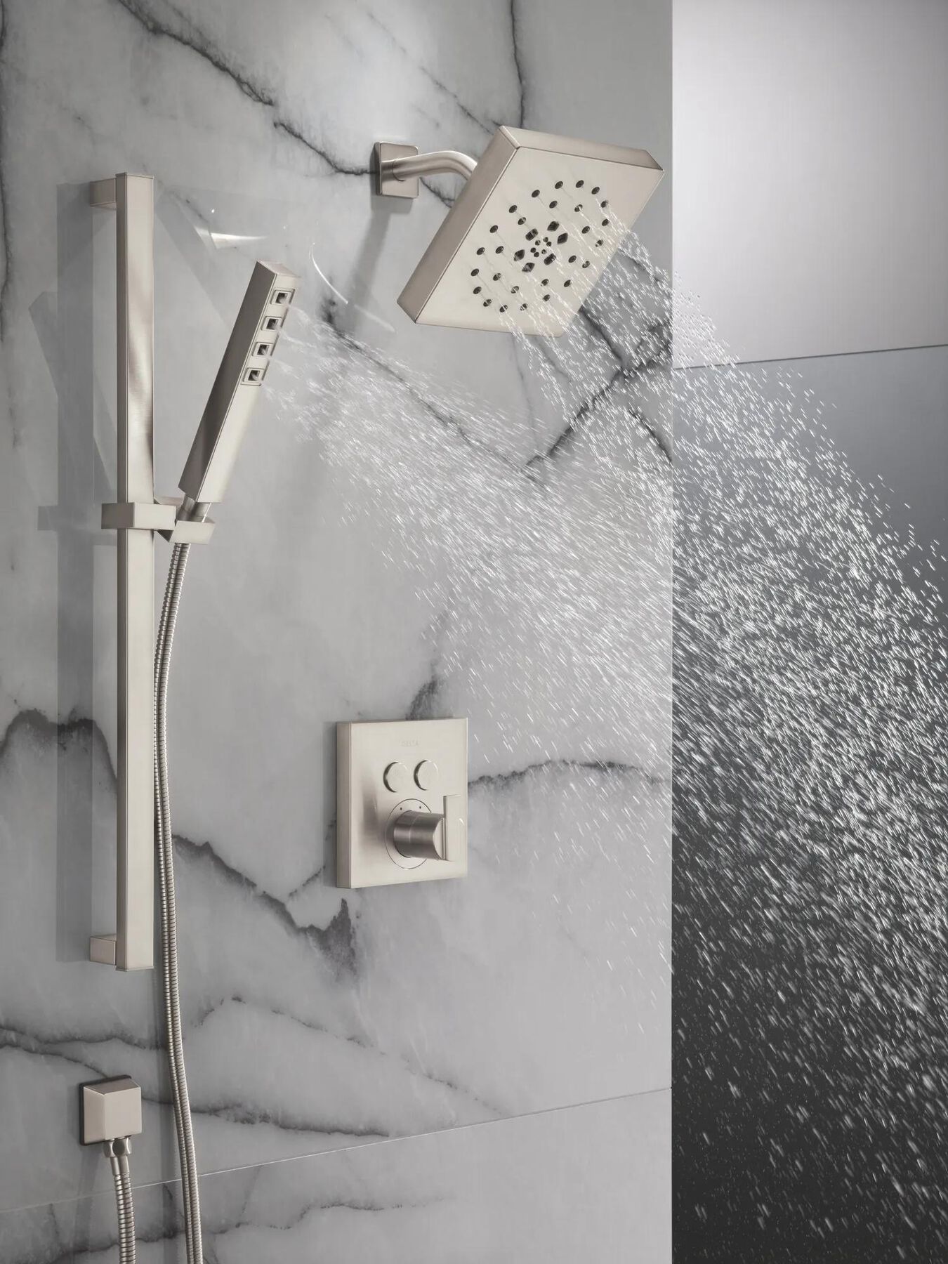 Angular Modern Push-Button Shower