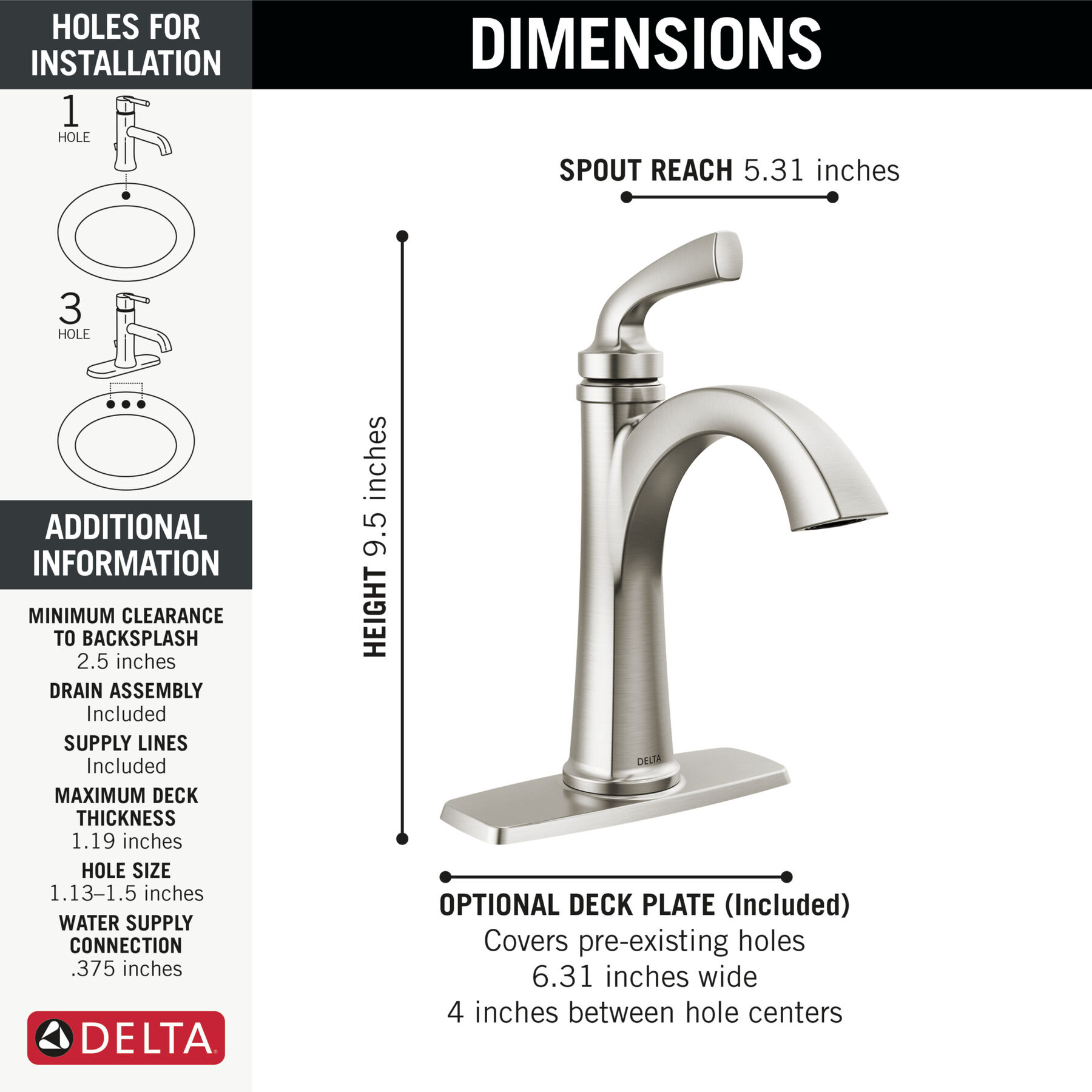 Single Handle Bathroom Faucet (Recertified)
