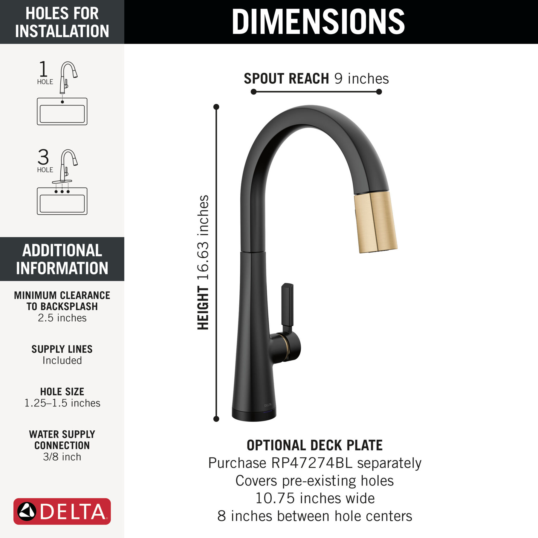 Touch<sub>2</sub>O&reg; Technology Kitchen Faucet with Touchless Technology