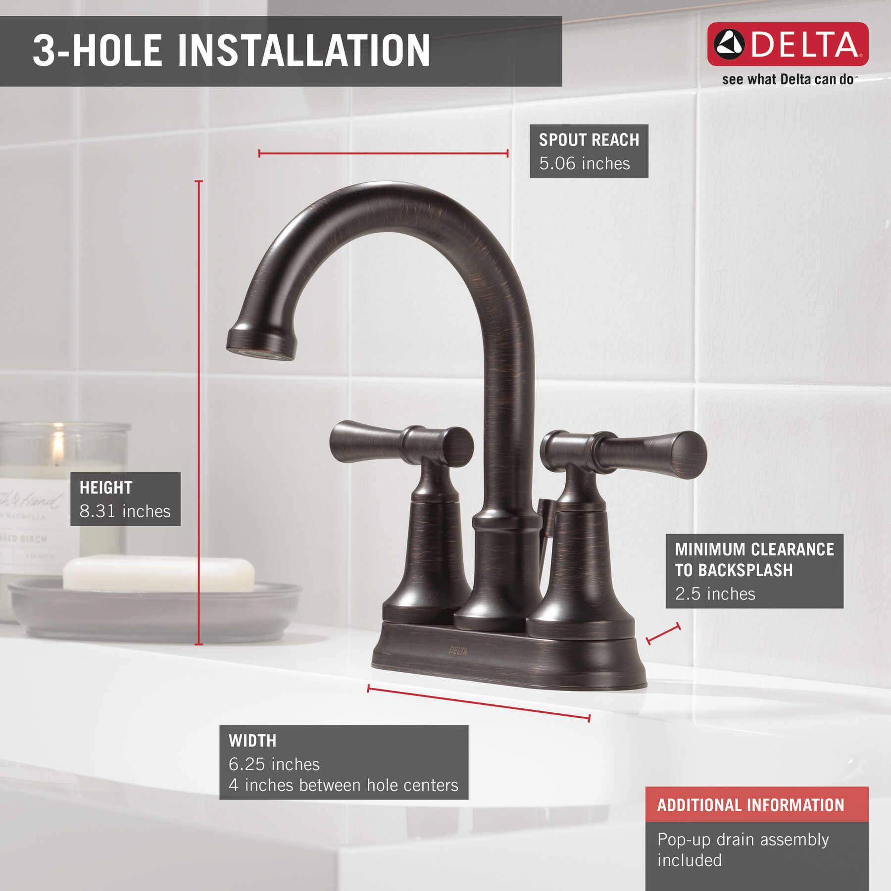 Two Handle Centerset Bathroom Faucet