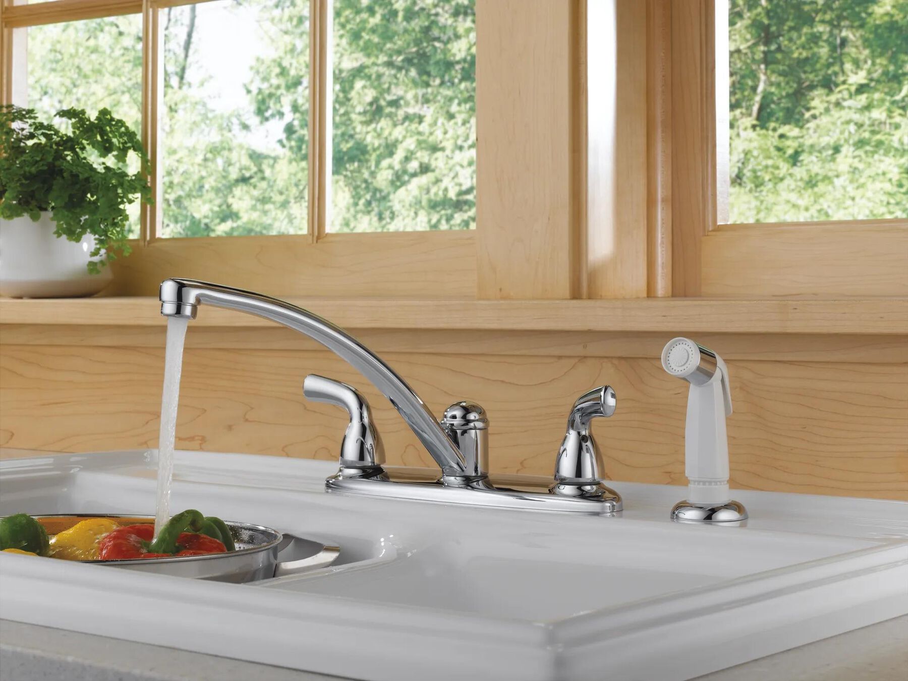 Two Handle Kitchen Faucet With Spray (Recertified)