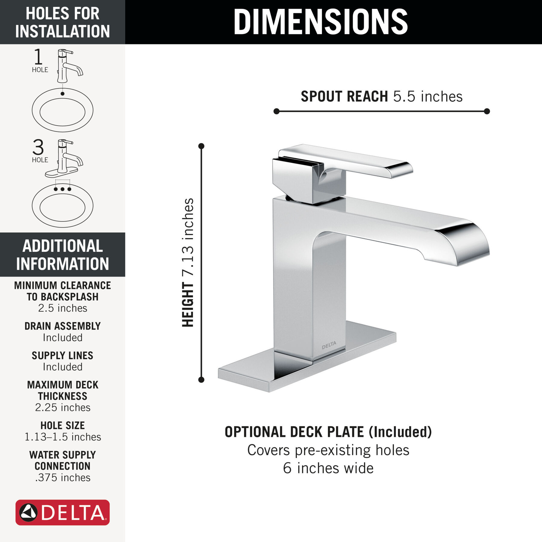 Single Handle Bathroom Faucet (Recertified)