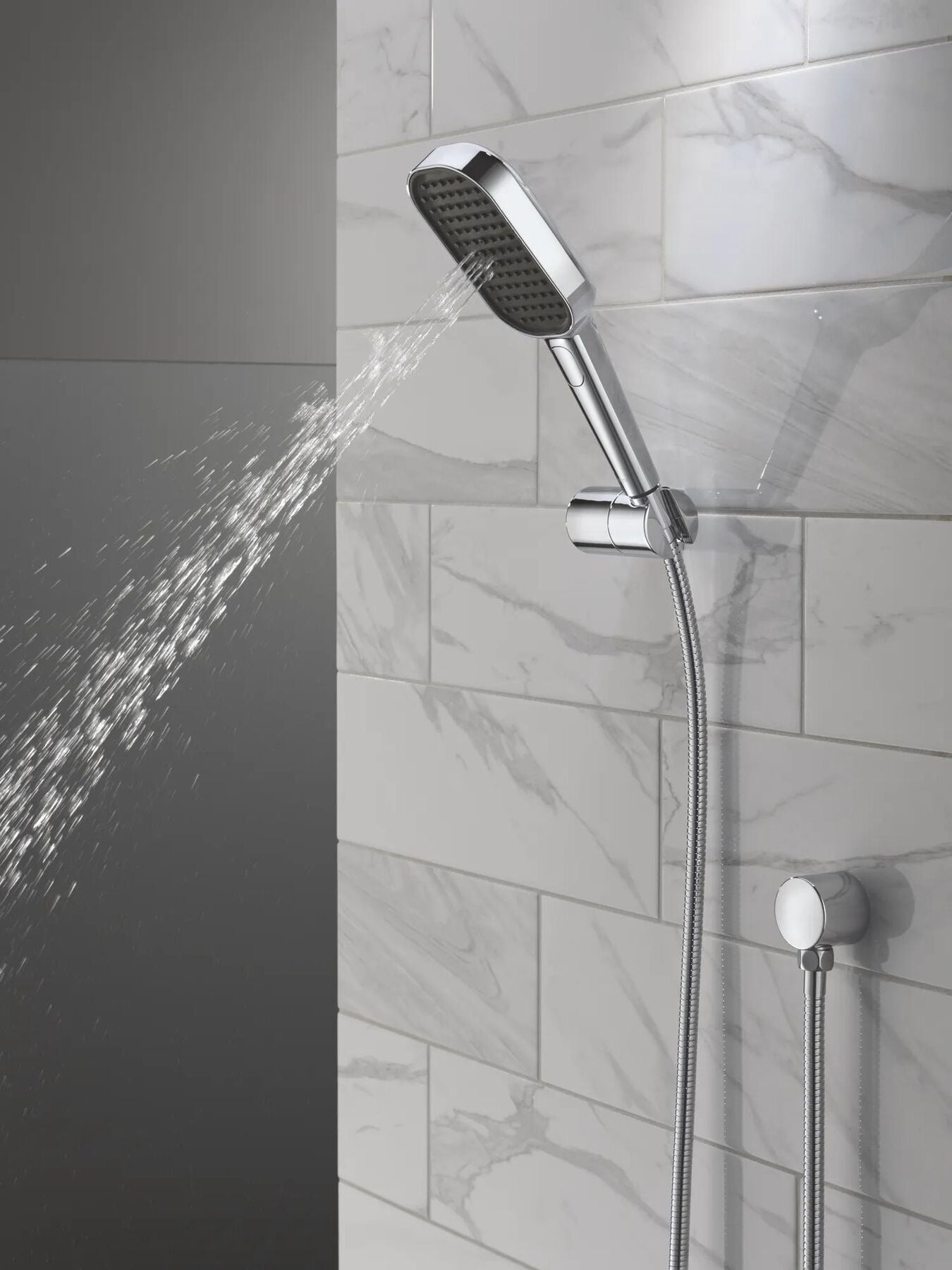 4-Setting Hand Shower with Wall Mount featuring FeatherRain&trade; Spray