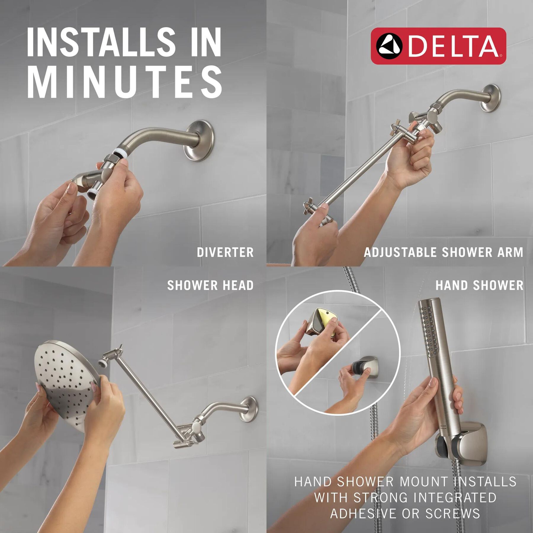 Adjustable Raincan Shower Head with Hand Shower