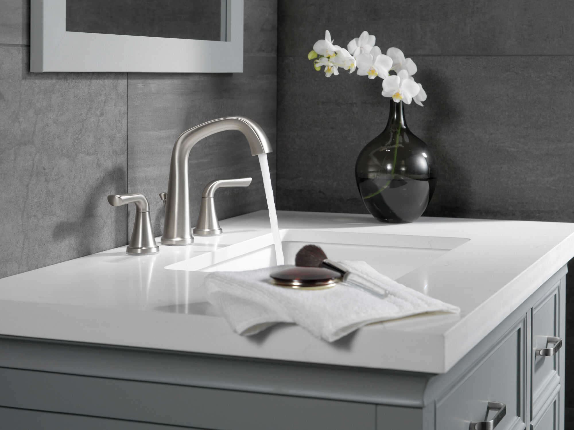 Two Handle Widespread Bathroom Faucet in Spotshield Brushed Nickel