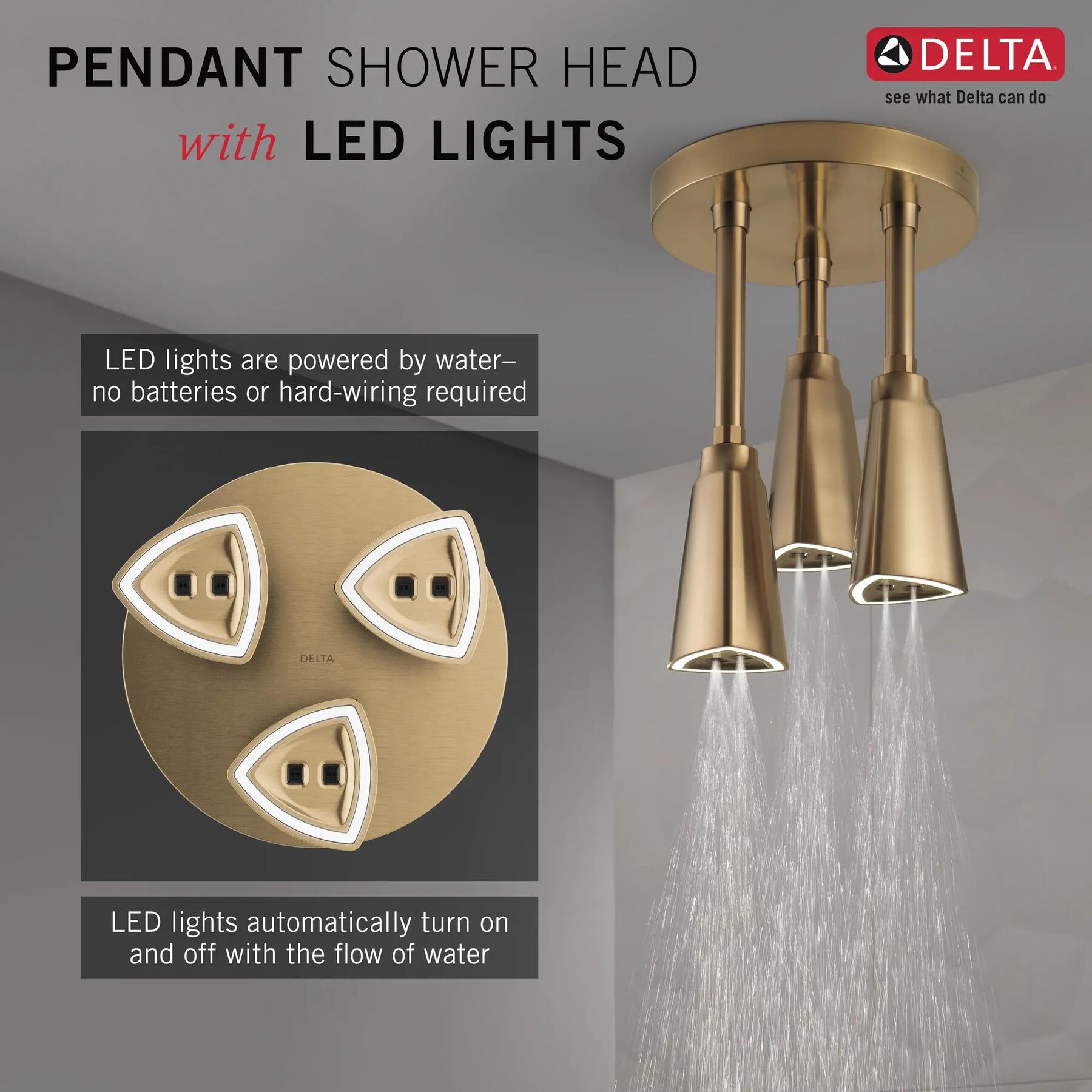 H<sub>2</sub>Okinetic&reg; Pendant Raincan Shower Head with LED Light (Recertified)