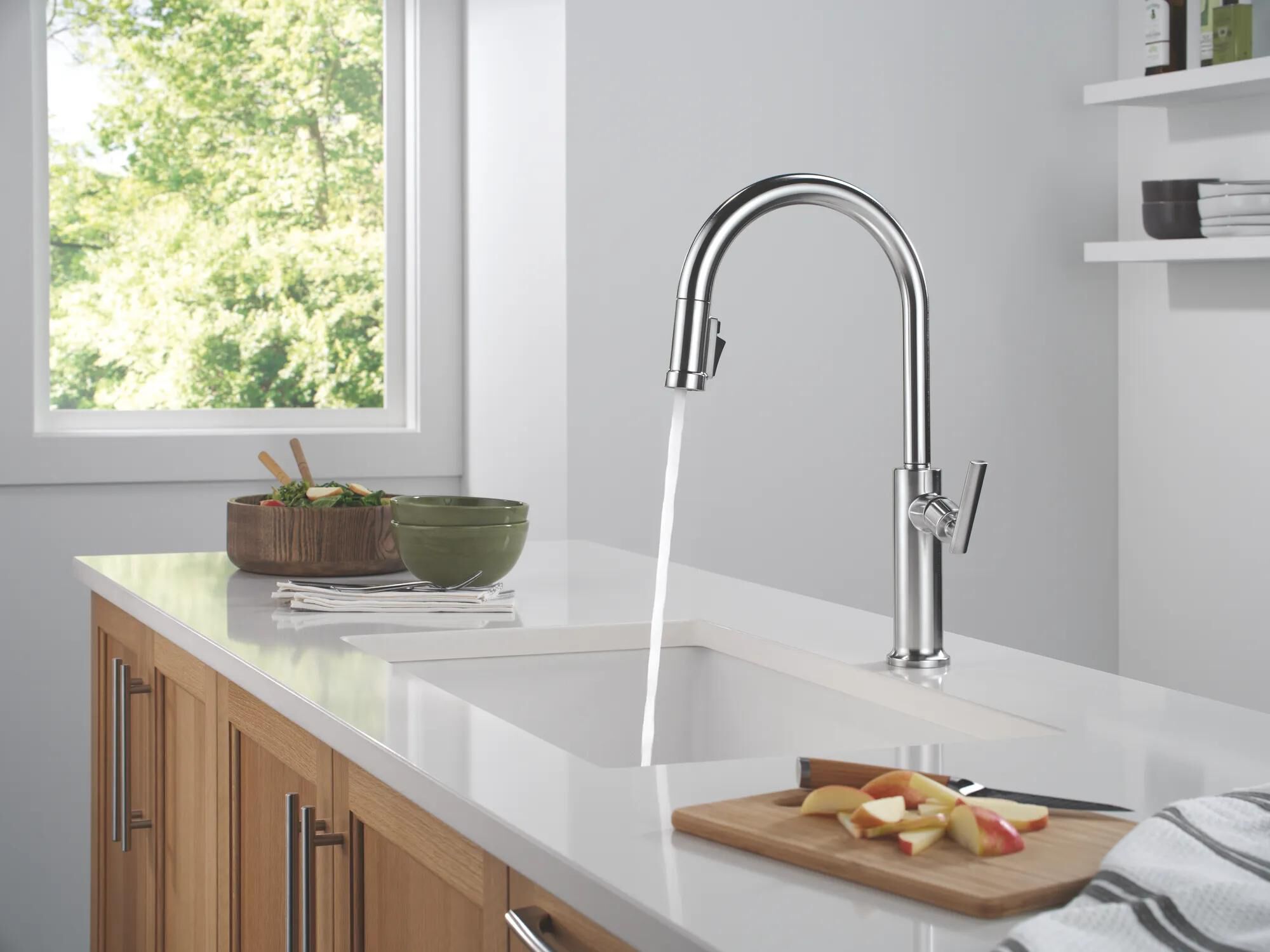 Single Handle Pull-Down Kitchen Faucet in Arctic Stainless 9186-AR