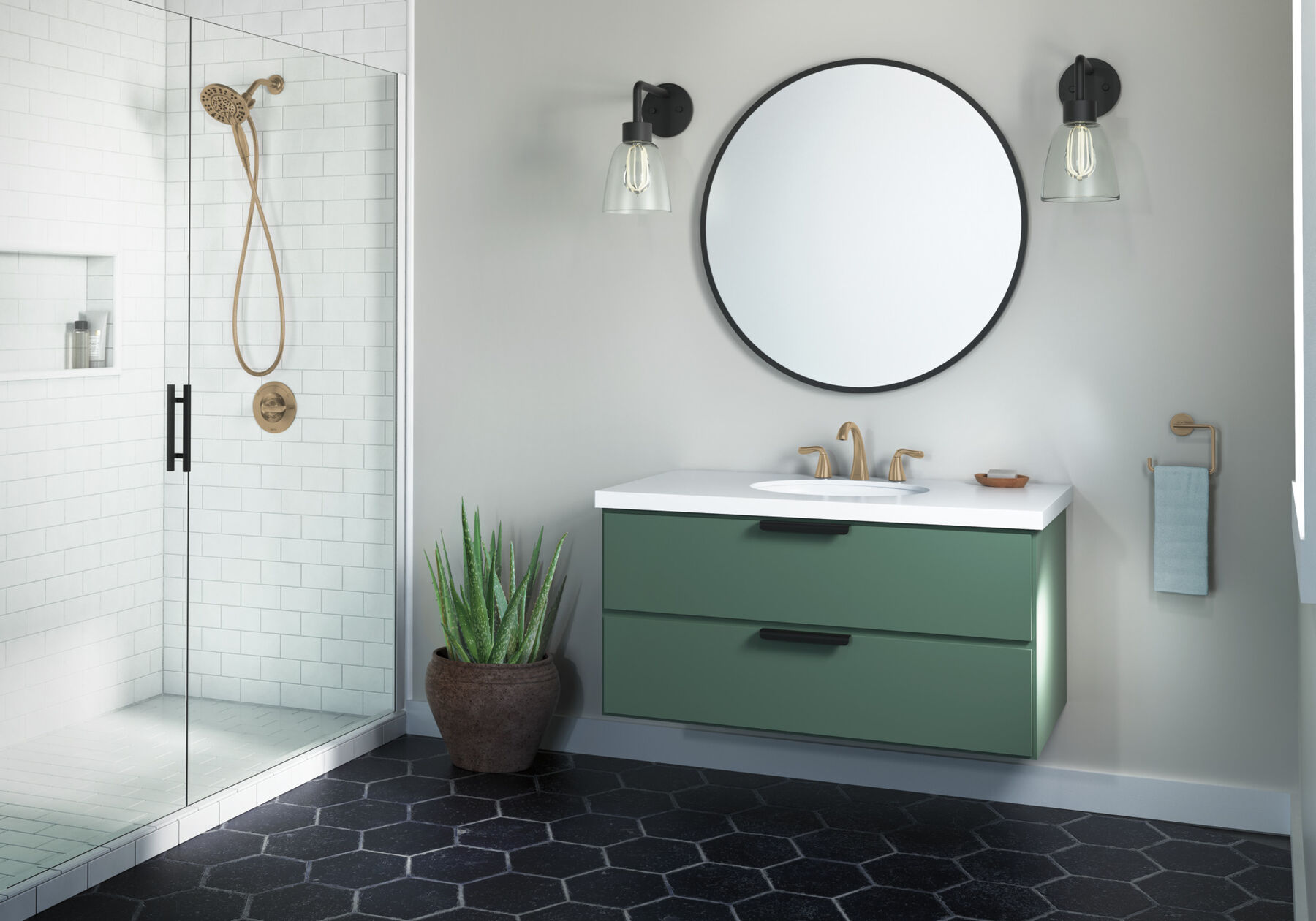 Widespread Lavatory Faucet with Shower Trim Bundle - 14 Series
