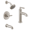Single Handle Lavatory Faucet with 14 Series Tub Shower Trim and Rough Bundle