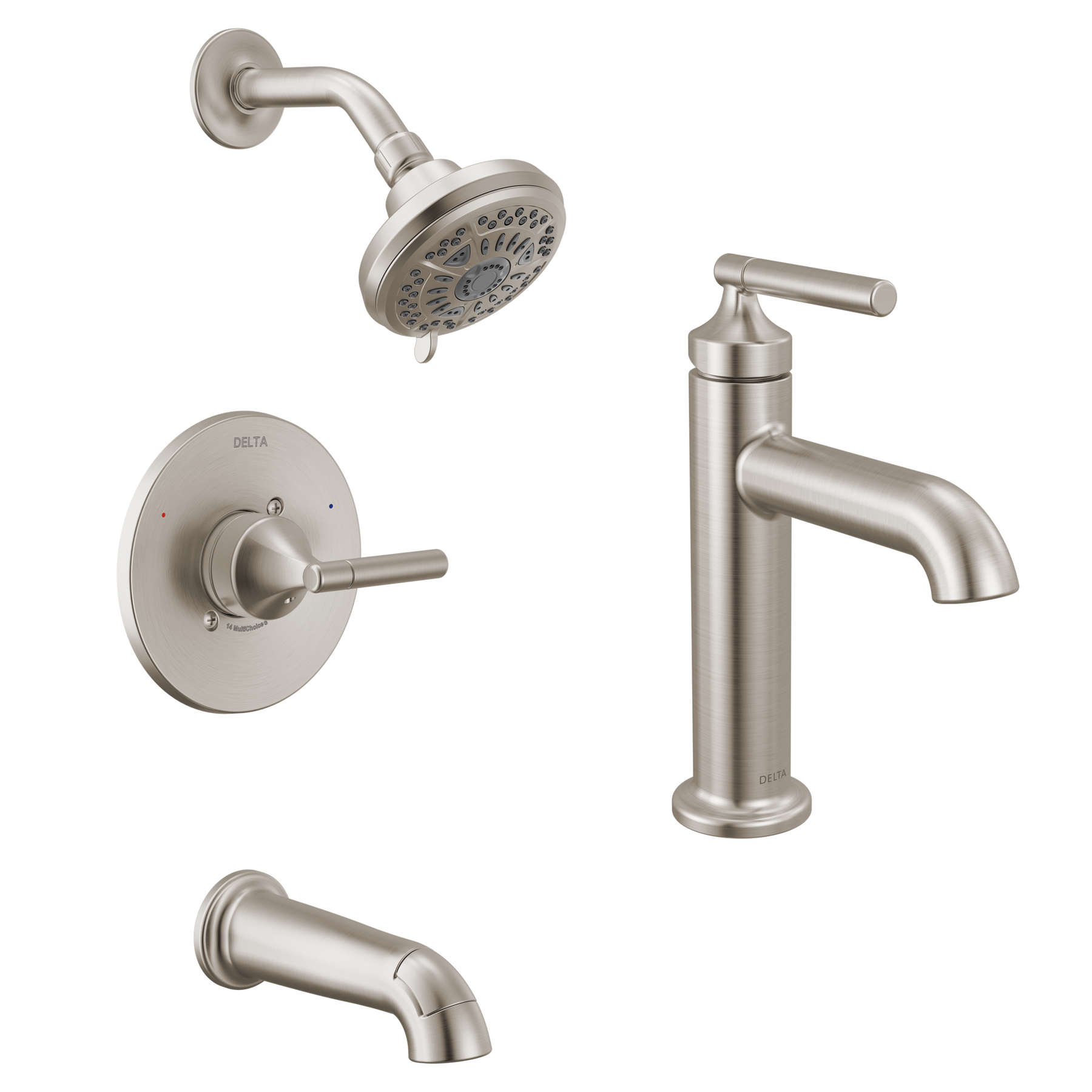 Single Handle Lavatory Faucet with 14 Series Tub Shower Trim and Rough Bundle