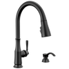 Single Handle Pull-Down Kitchen Faucet with Soap Dispenser and ShieldSpray Technology