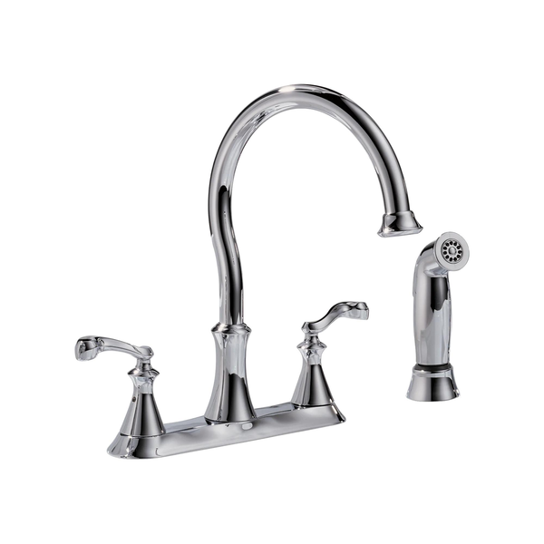 Two Handle Kitchen Faucet with spray in Chrome 21925LF | Delta Faucet