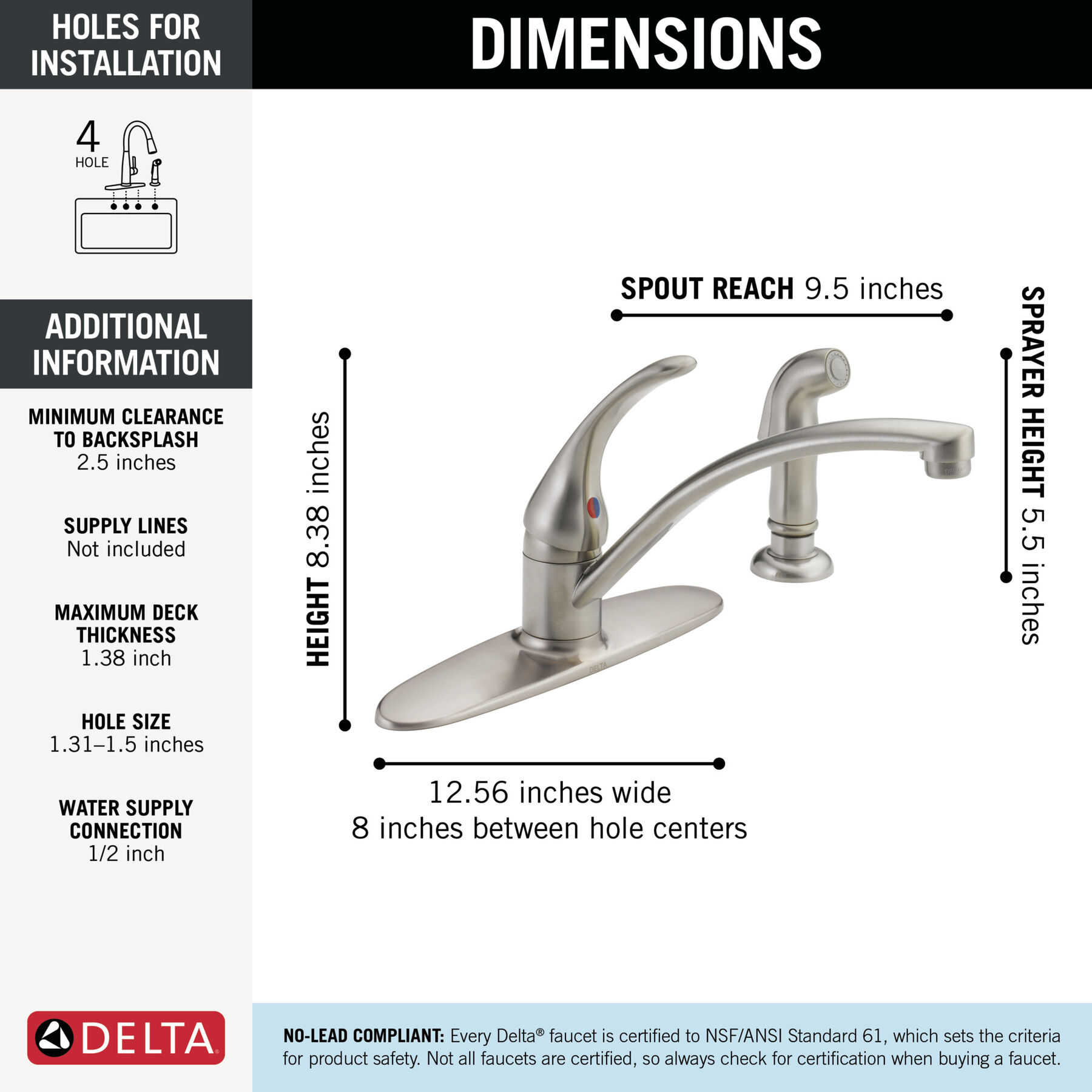 Single Handle Kitchen Faucet with Spray