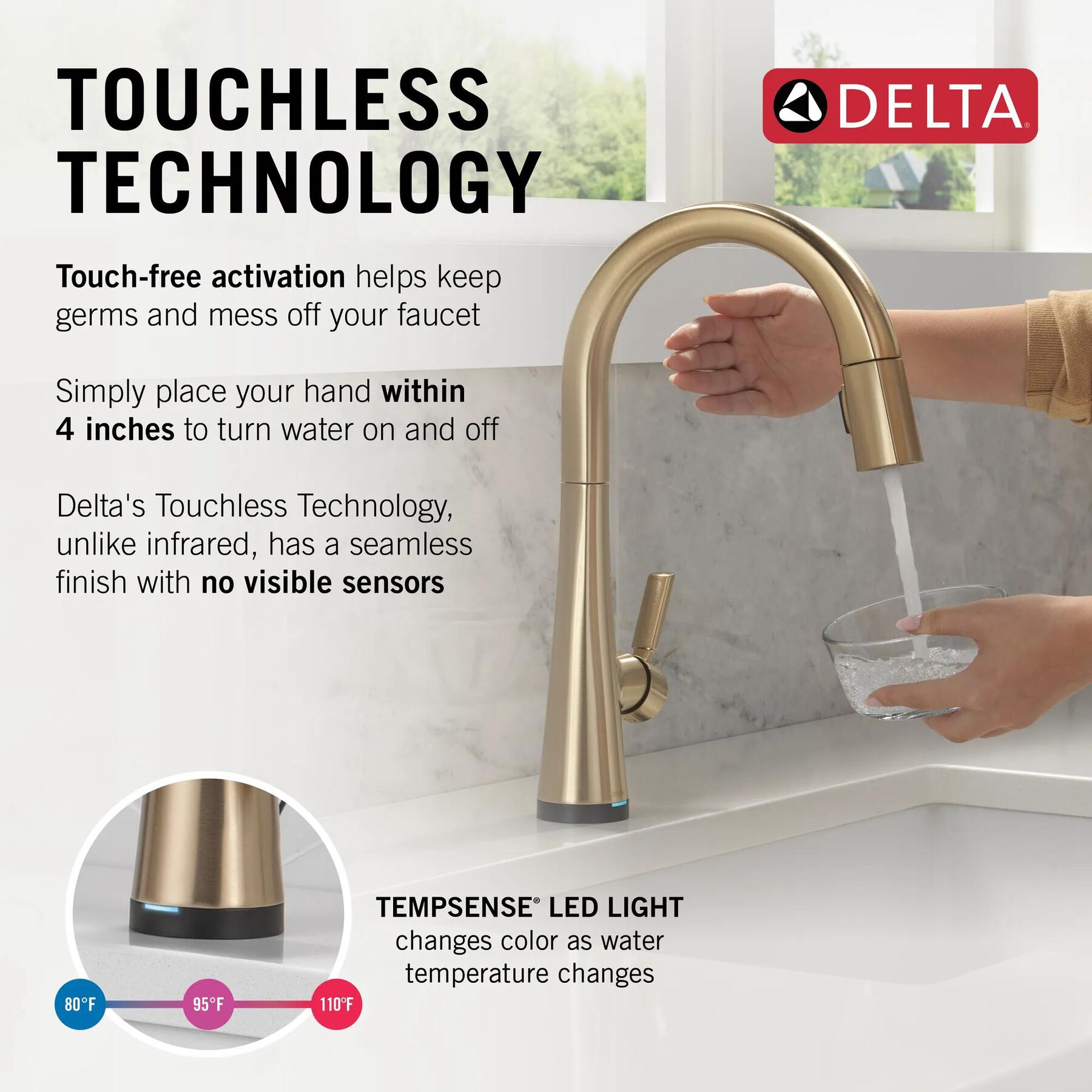 Touch<sub>2</sub>O&reg; Technology Kitchen Faucet with Touchless Technology