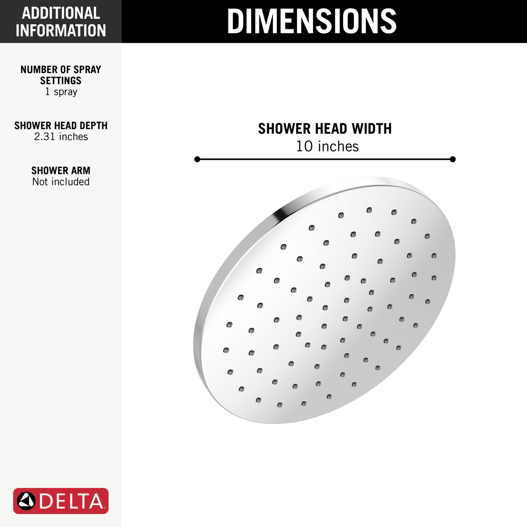 10" Single-Function Raincan Shower Head