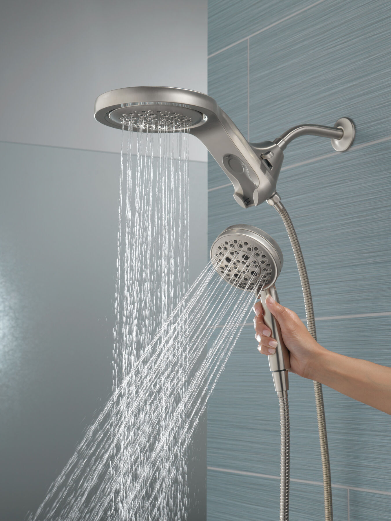 HydroRain&reg; H<sub>2</sub>Okinetic&reg; 5-Setting Two-in-One Shower Head