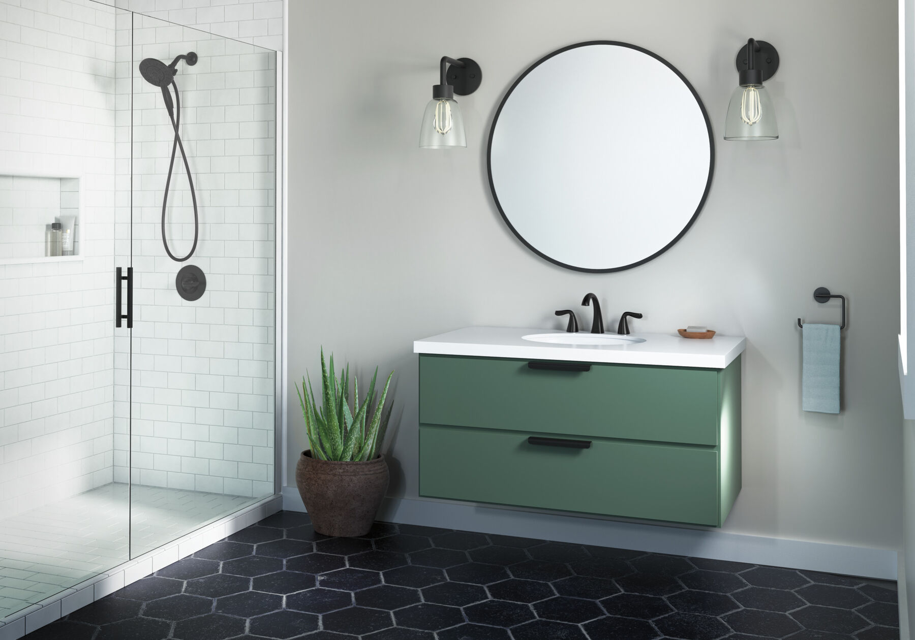 Widespread Lavatory Faucet with Shower Trim Bundle - 14 Series