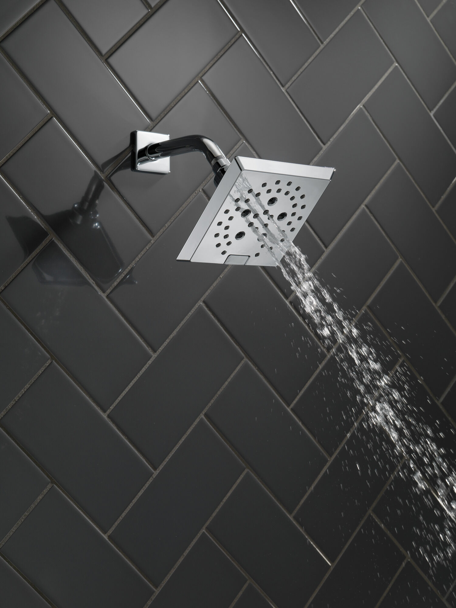H2Okinetic® 5-Setting Angular Modern Raincan Shower Head in Chrome