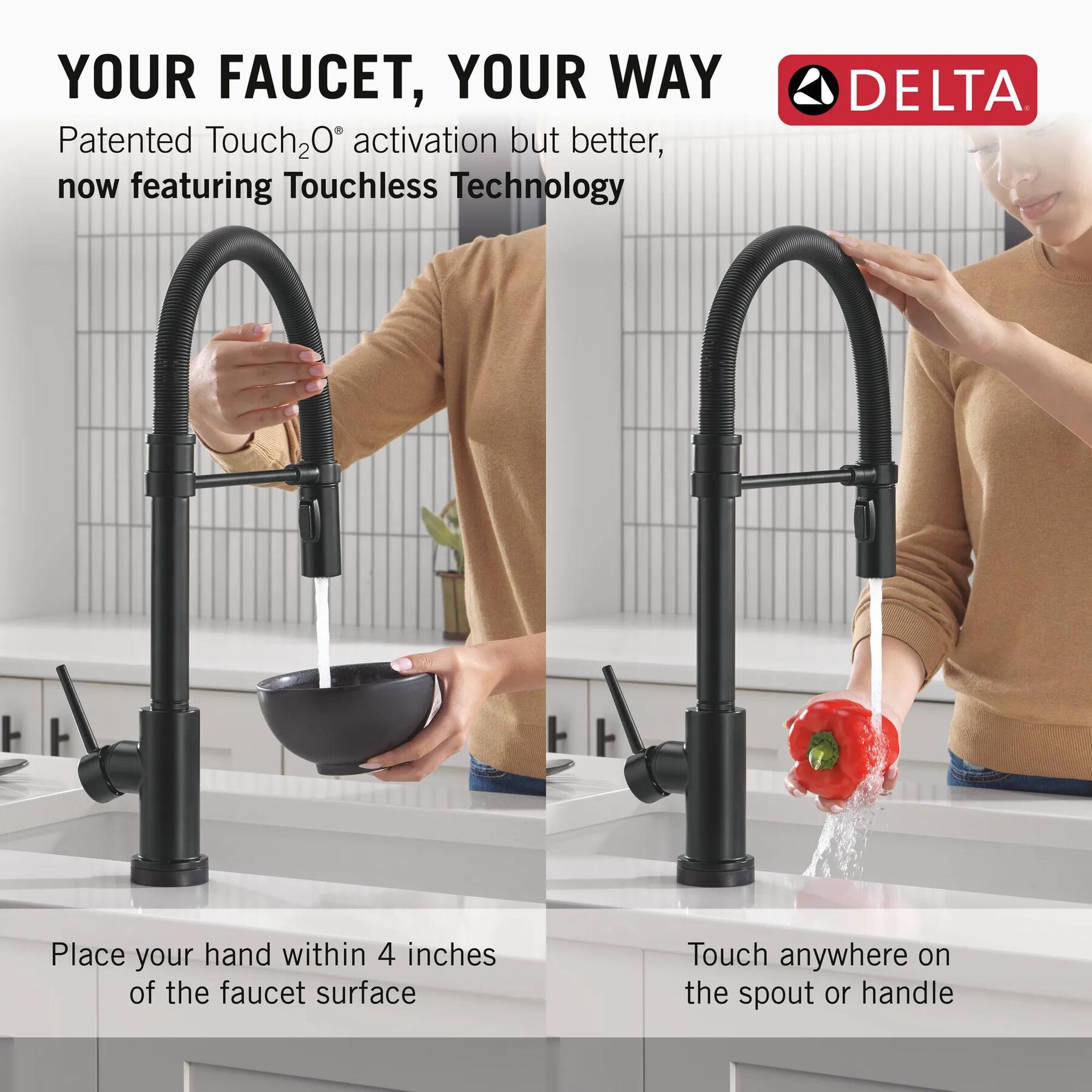 Touch<sub>2</sub>O&reg; Technology Kitchen Faucet with Touchless Technology