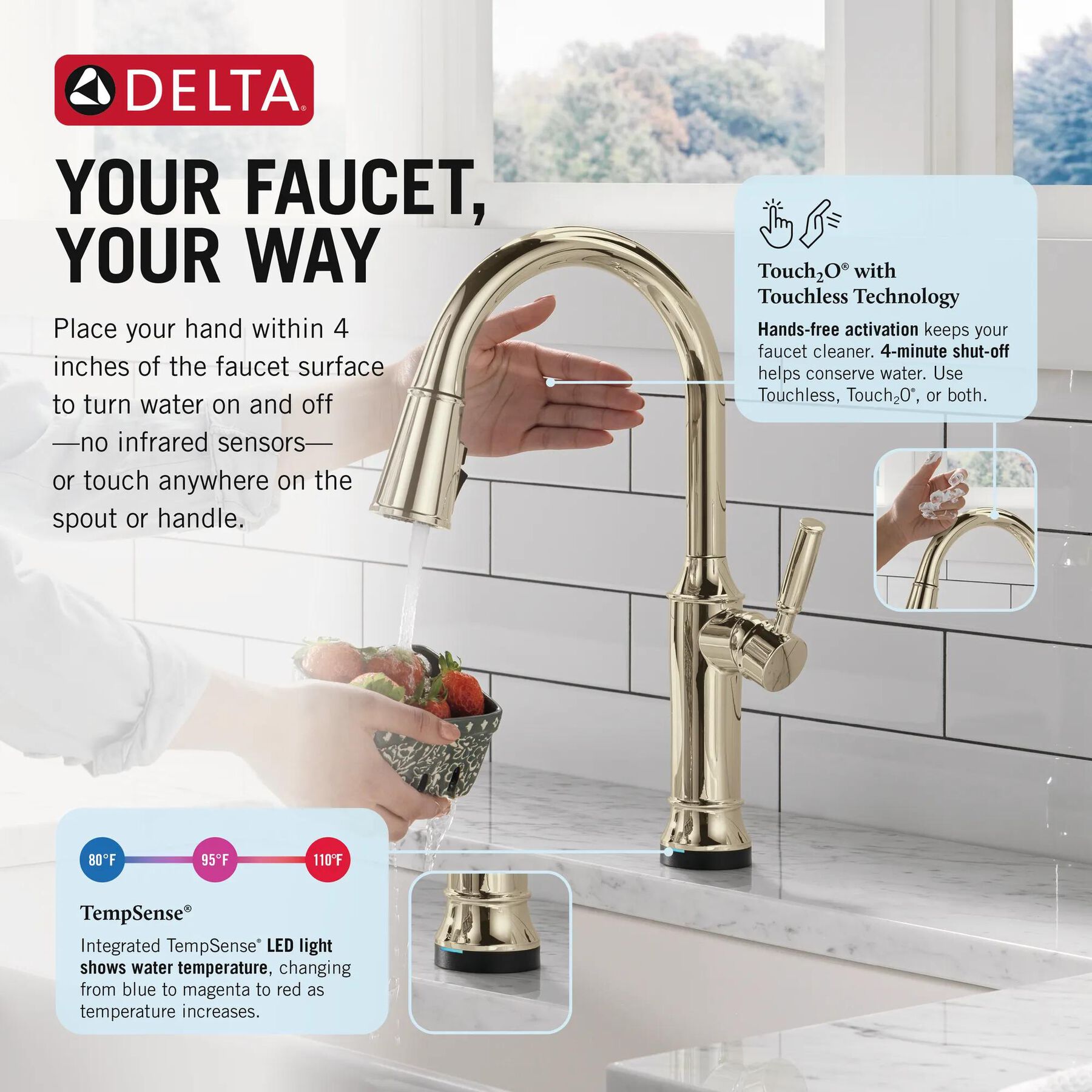 Touch<sub>2</sub>O&reg; Technology Kitchen Faucet with Touchless Technology