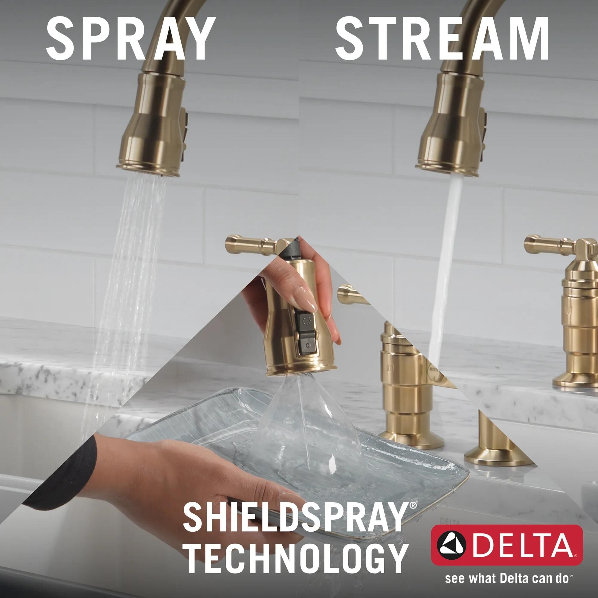 Two Handle Pull-Down Bridge Kitchen Faucet in Champagne Bronze