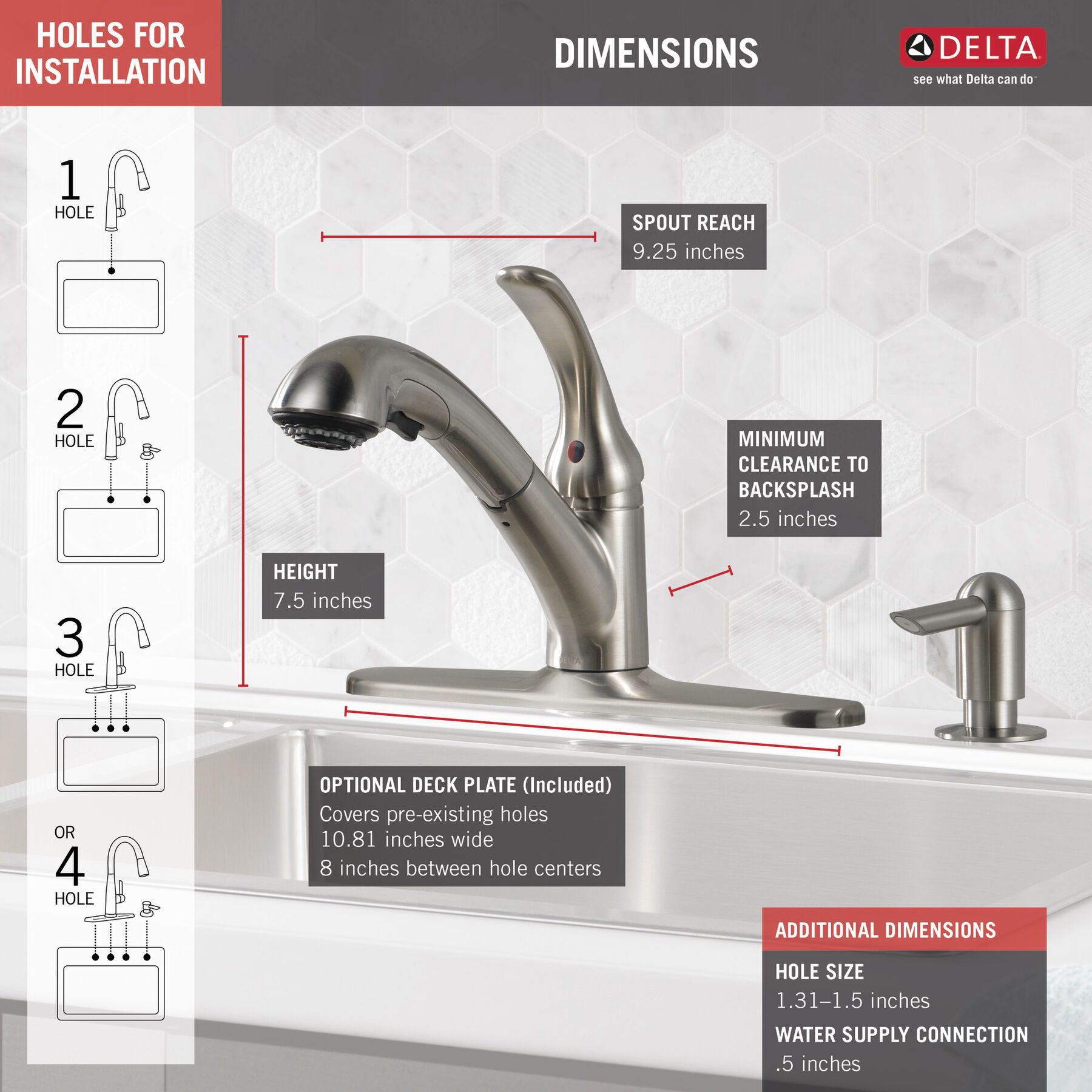 Single Handle Pull-Out Kitchen Faucet with Soap Dispenser