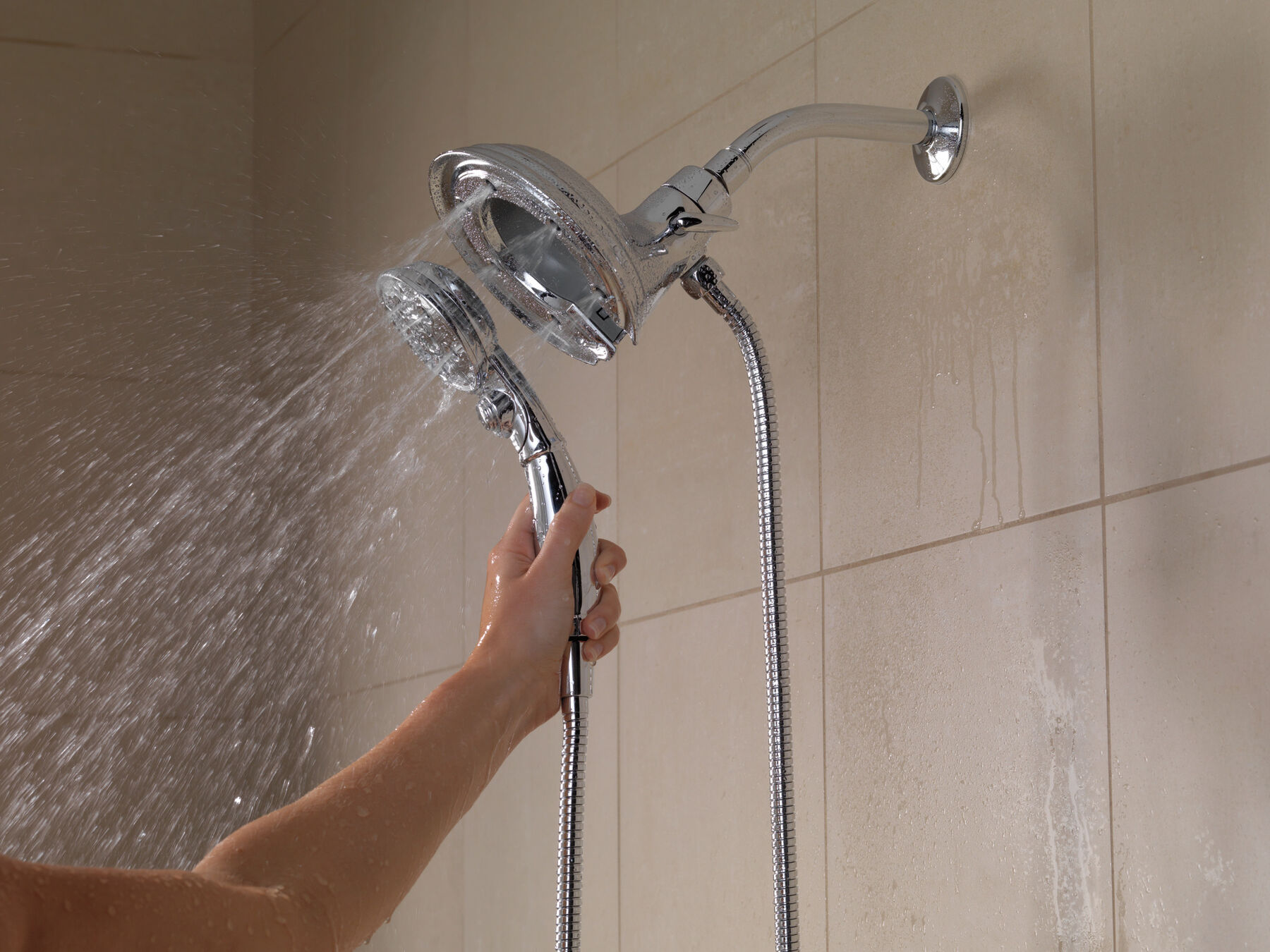 H<sub>2</sub>Okinetic&reg; In2ition&reg; 4-Setting Two-in-One Shower