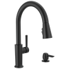 Single Handle Pull-Down Kitchen Faucet with Soap Dispenser and ShieldSpray Technology
