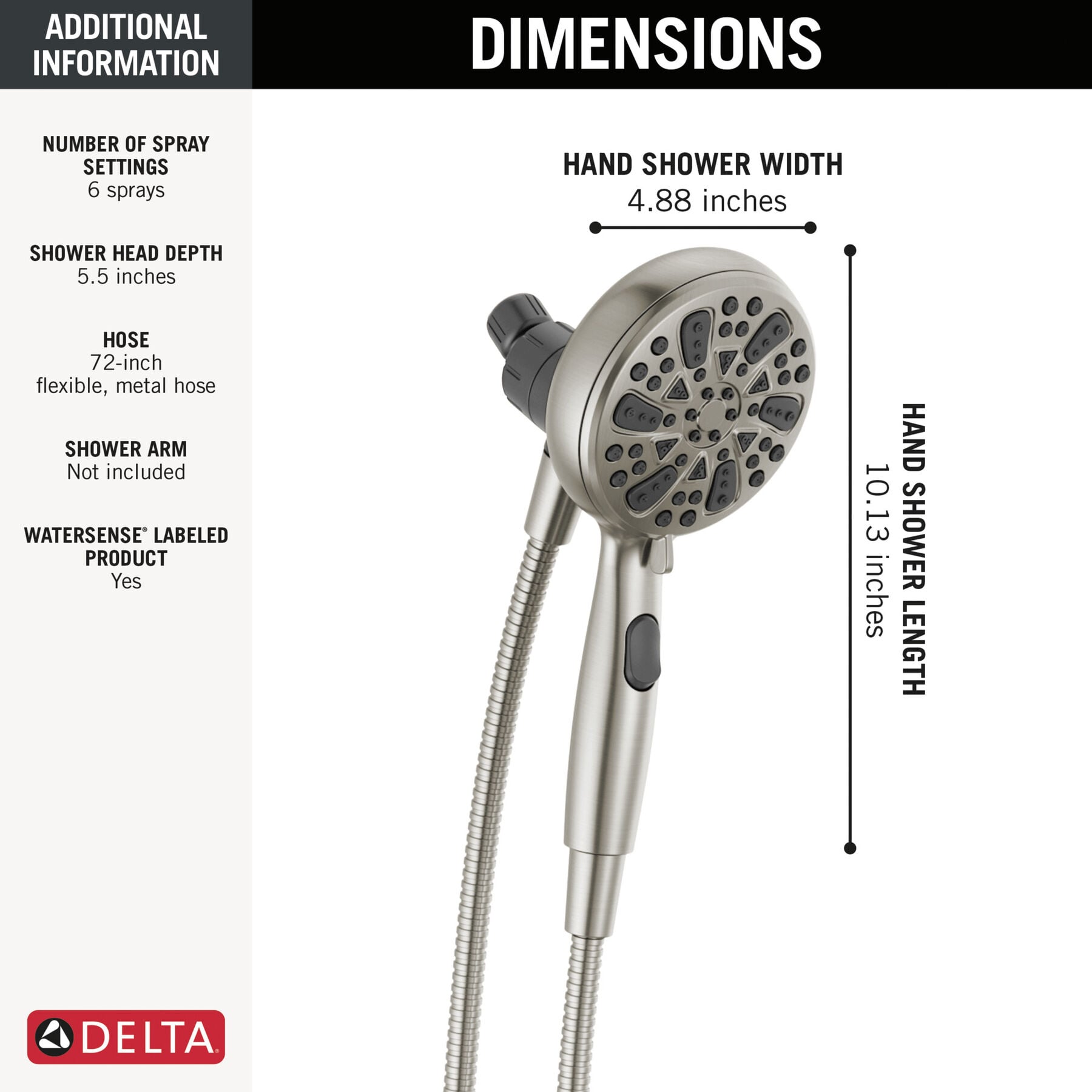 6-Setting SureDock&reg; Magnetic Hand Shower