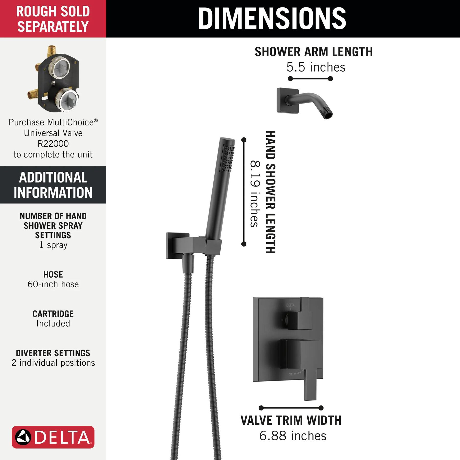 14S Shower Trim & Hand Shower - Less Head
