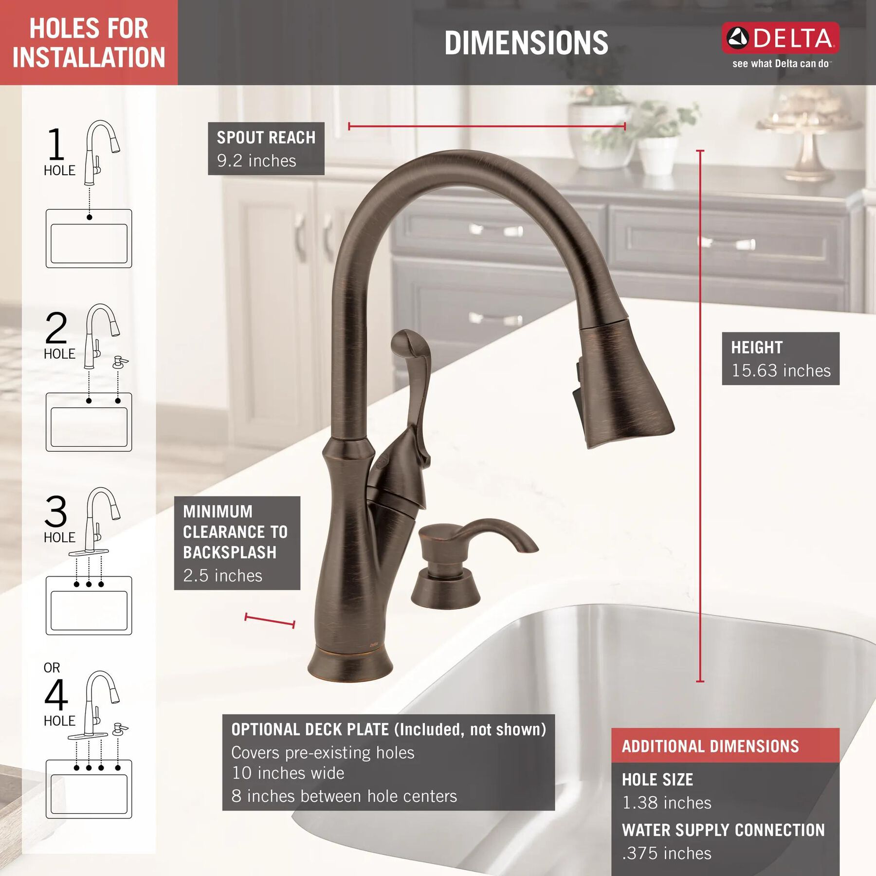 Single Handle Pull-Down Kitchen Faucet with Soap Dispenser and ShieldSpray