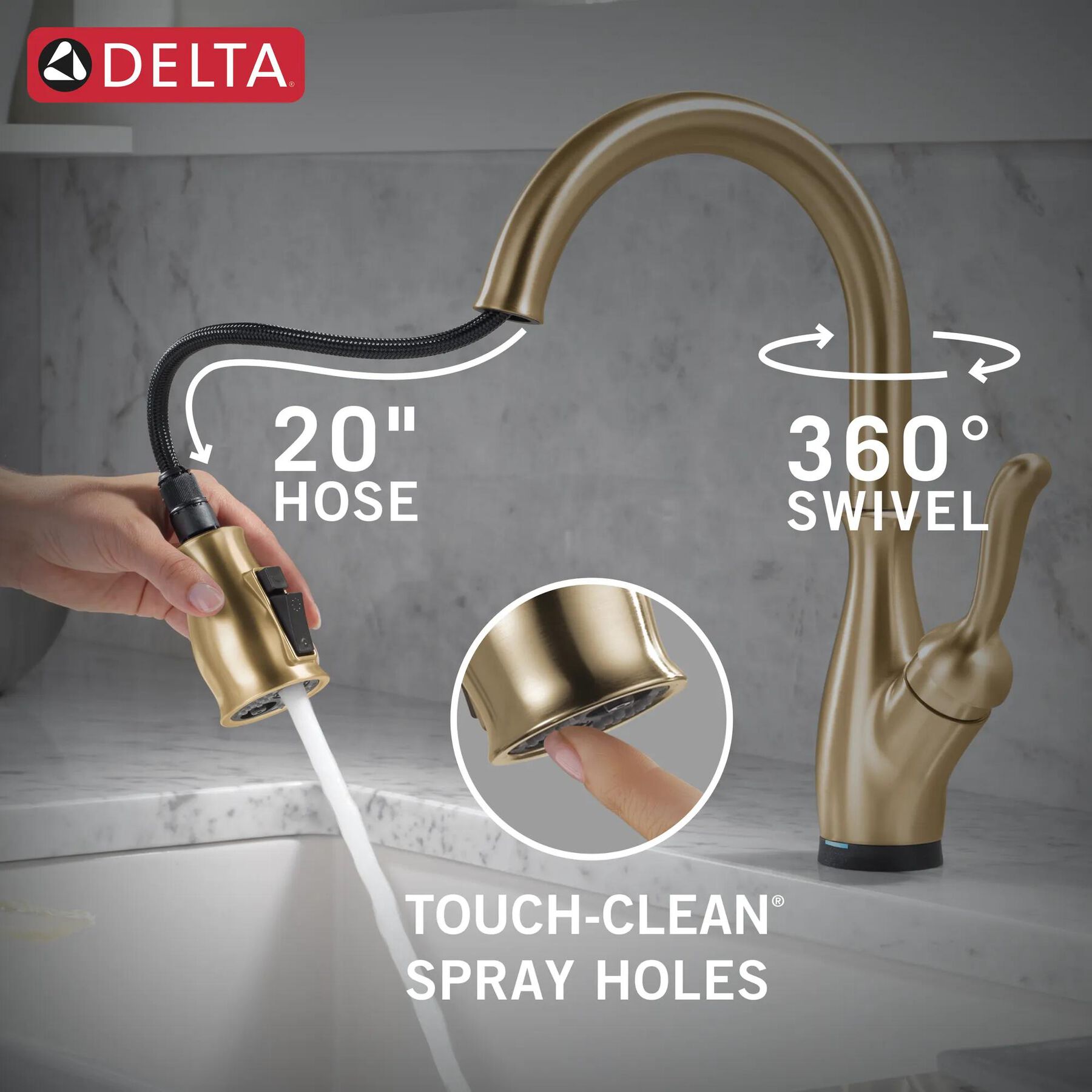 Touch2O with Touchless and VoiceIQ&reg; Technology Single Handle Pull-Down Kitchen Faucet with Soap Dispenser