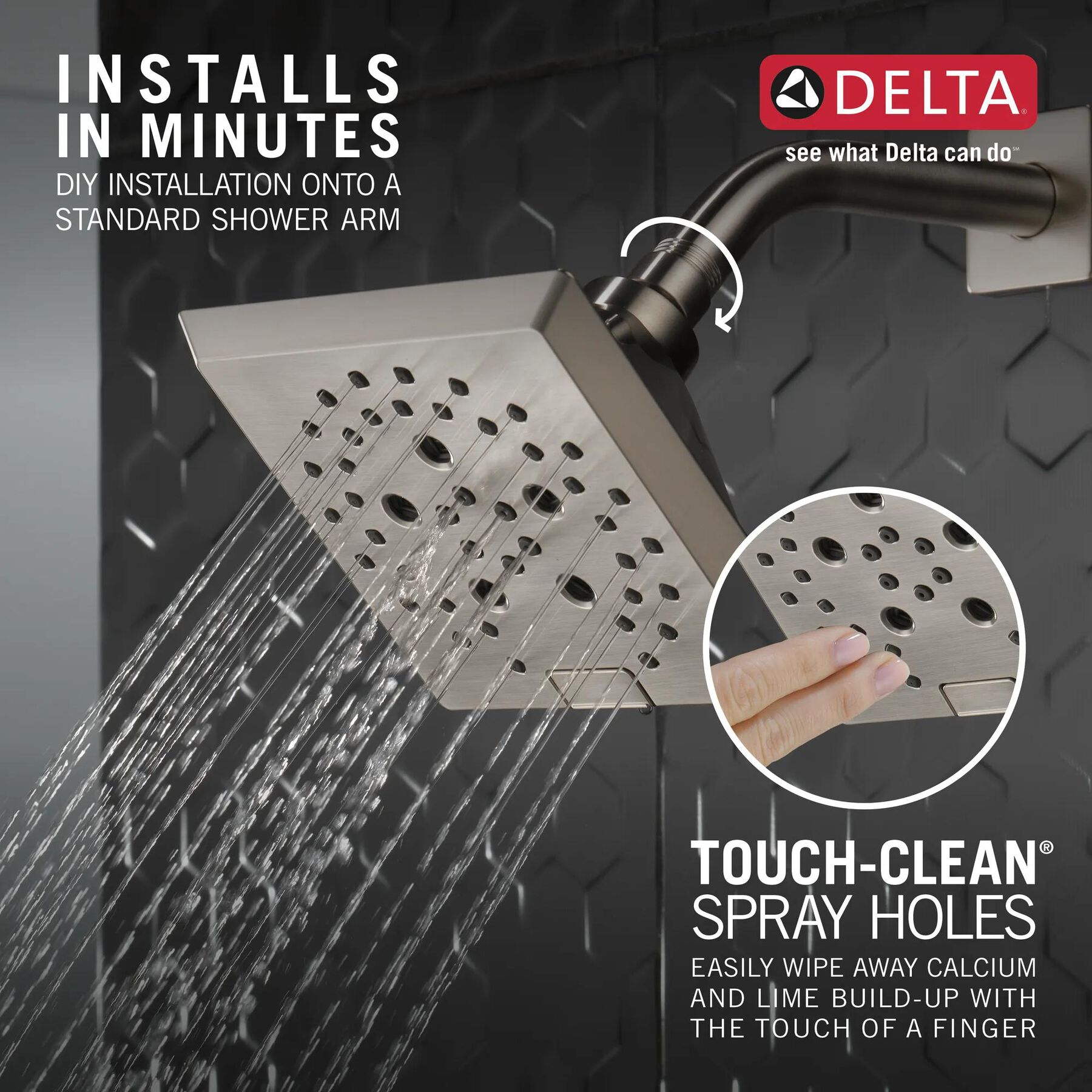 H<sub>2</sub>Okinetic&reg; 5-Setting Angular Modern Raincan Shower Head (Recertified)