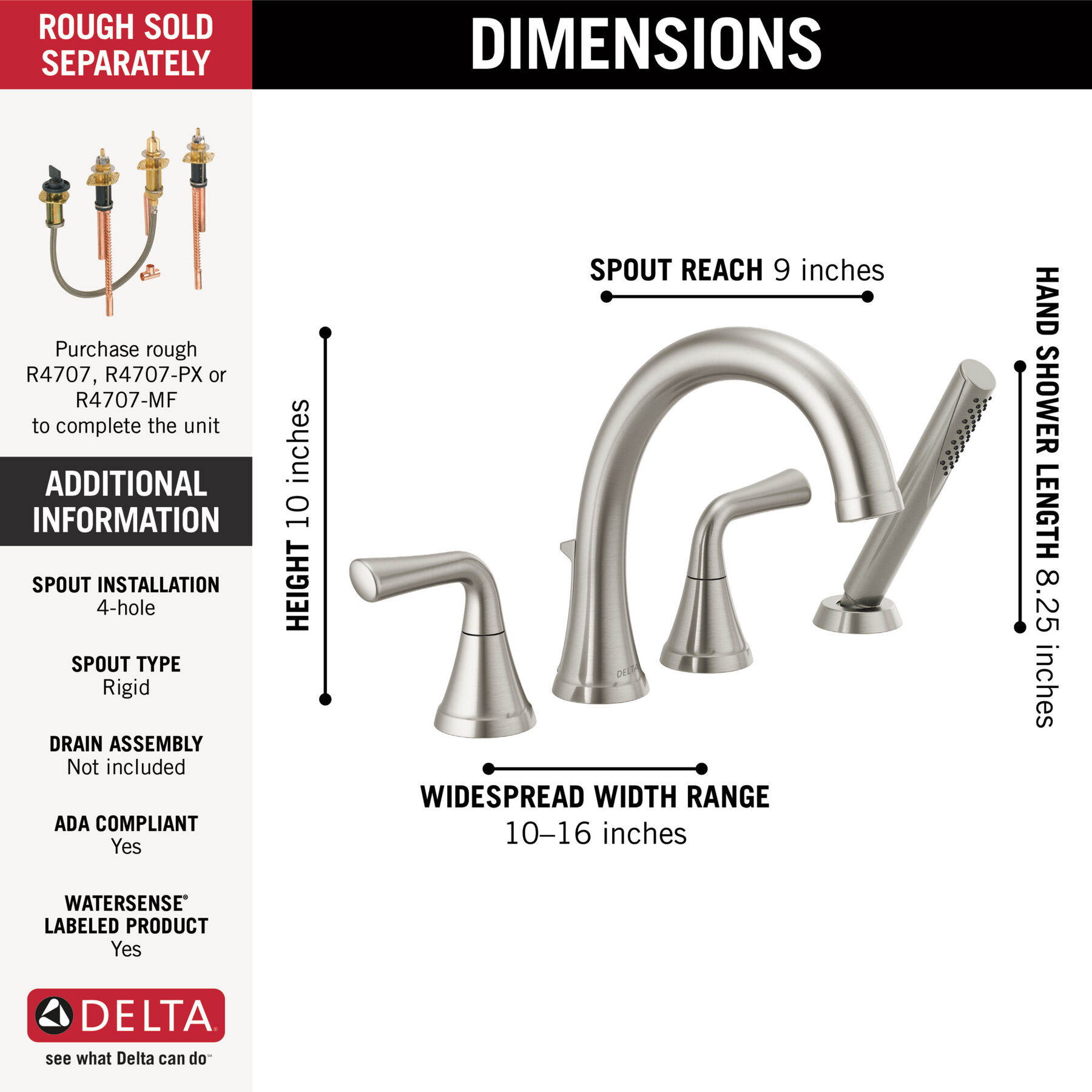 Roman Tub Trim with Hand Shower