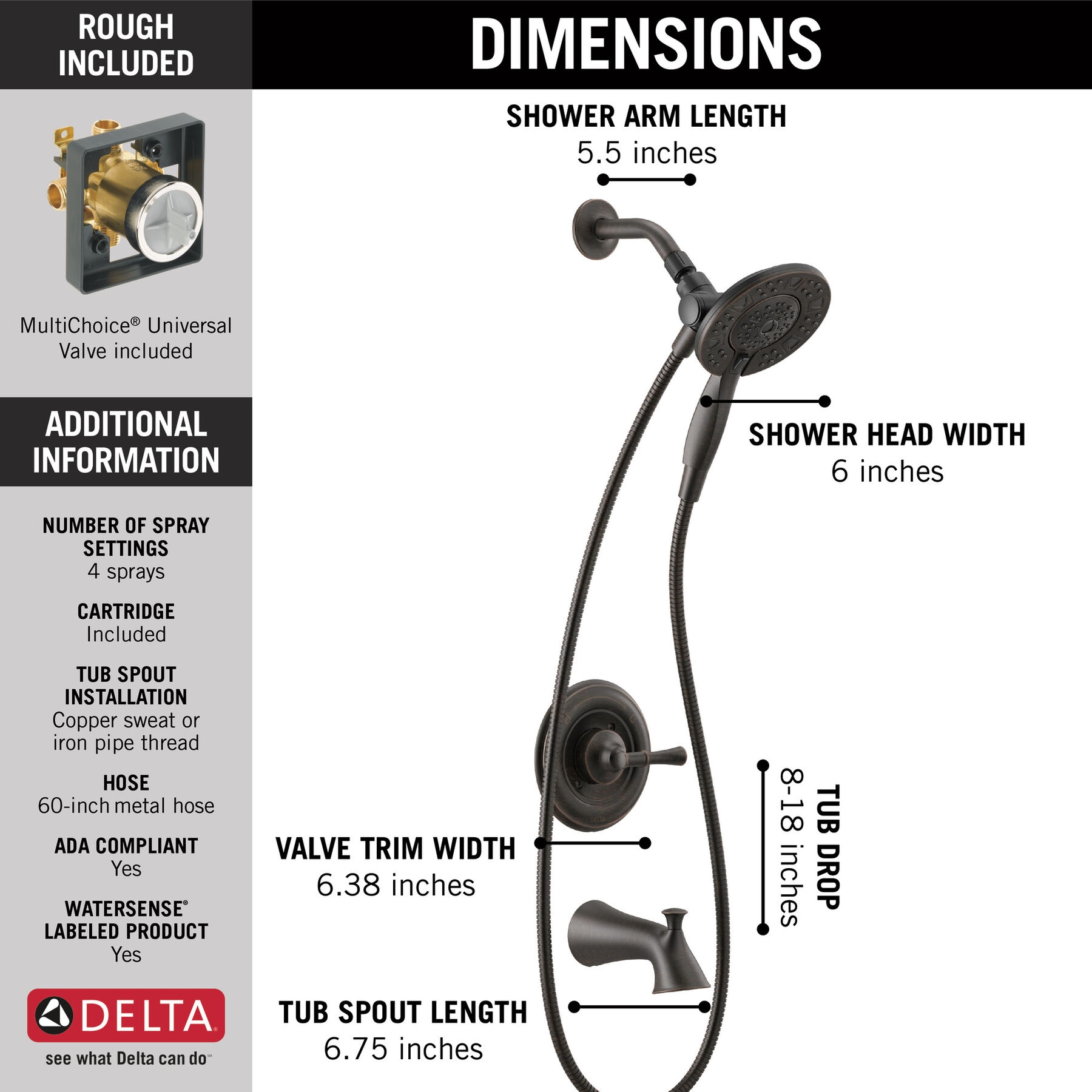 Monitor&reg; 14 Series Tub and Shower with WaterSense In2ition&reg; Two-in-One Shower