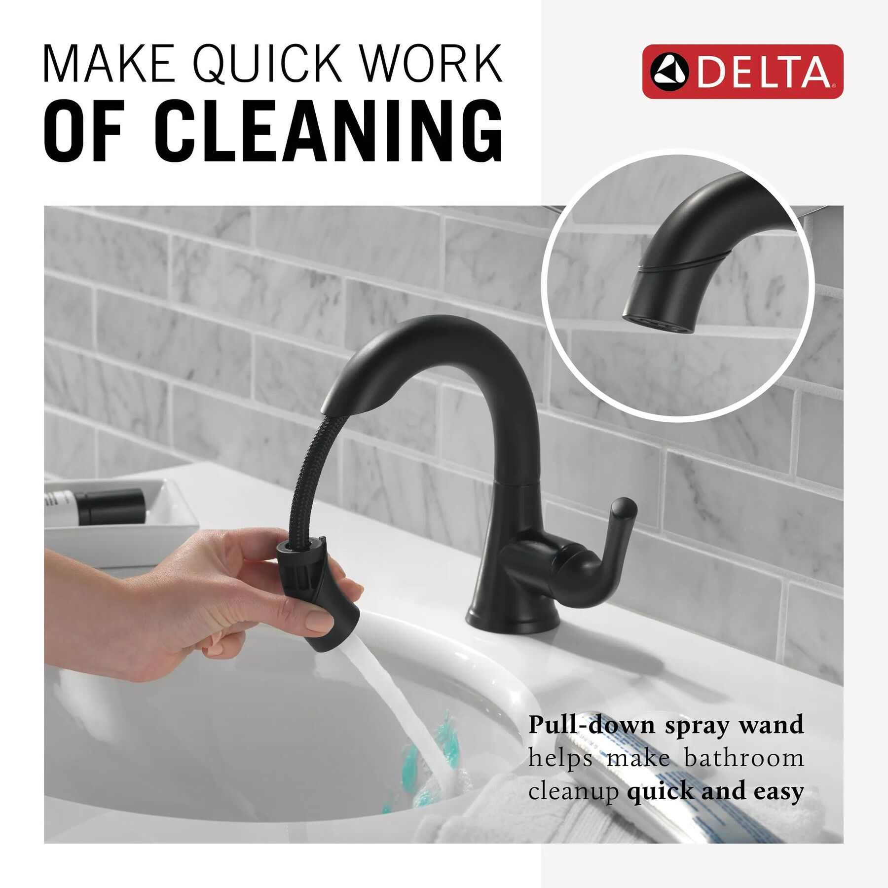 Single Handle Pull-Down Bathroom Faucet