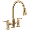 Two Handle Pull-Down Bridge Kitchen Faucet