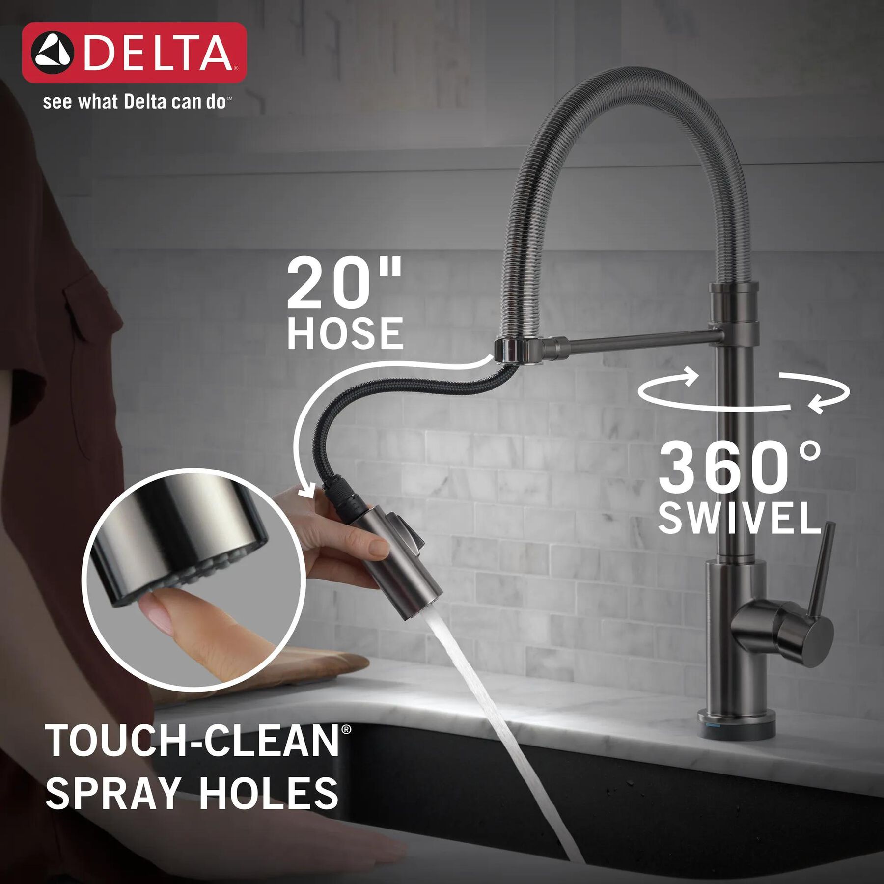 Single-Handle Pull-Down Spring Kitchen Faucet with Touch<sub>2</sub>O&reg; Technology