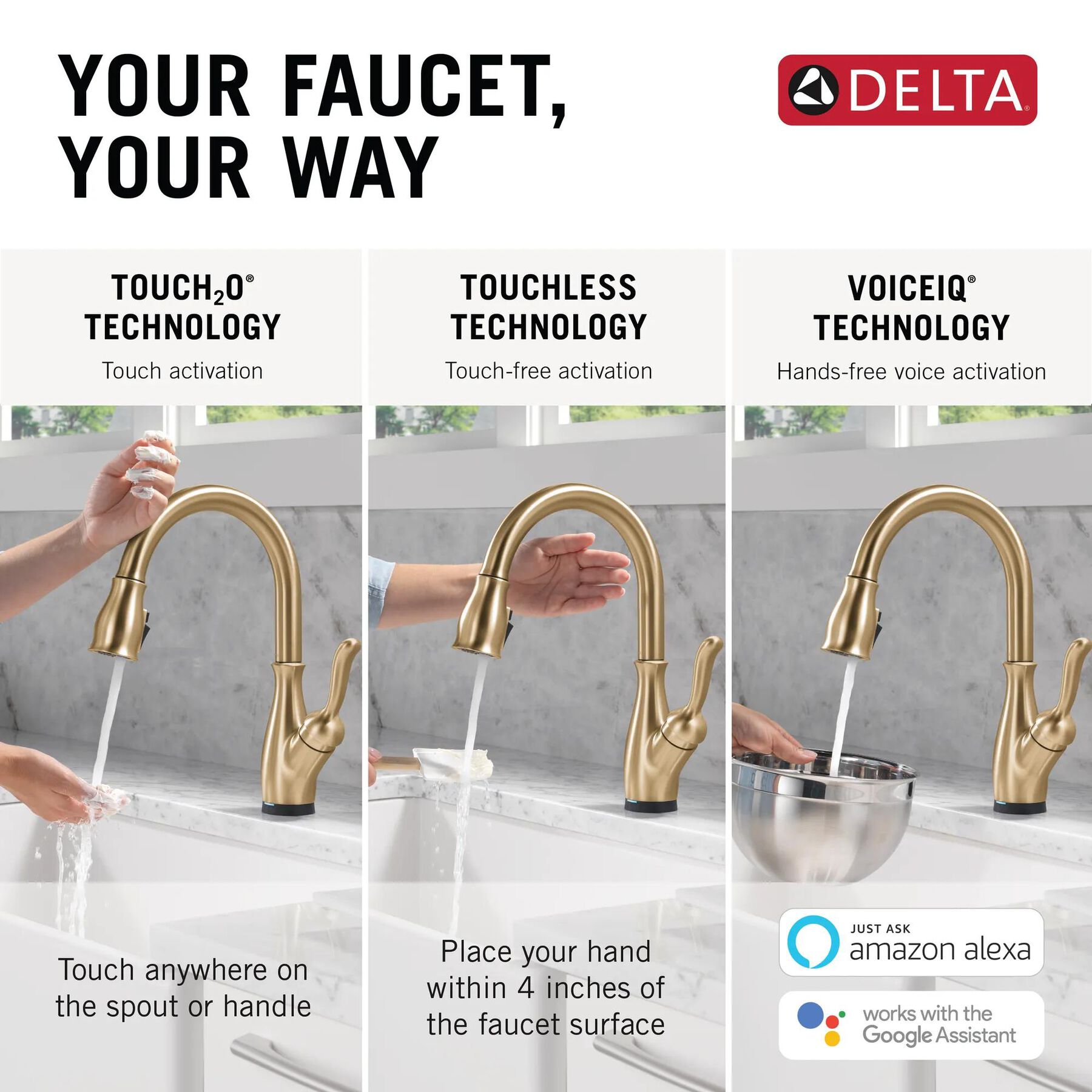 VoiceIQ&reg; Kitchen Faucet with Touch<sub>2</sub>O&reg; Technology with Touchless Technology