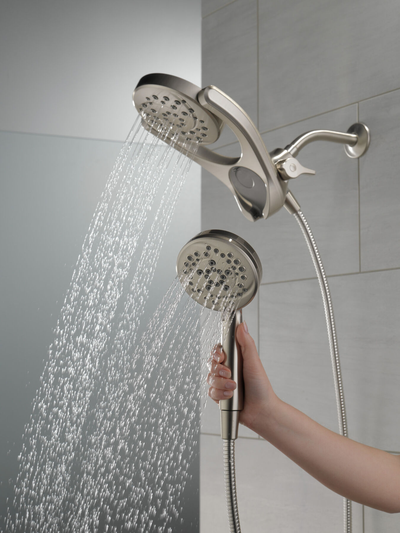 HydroRain&reg; 4-Setting Two-in-One Shower Head