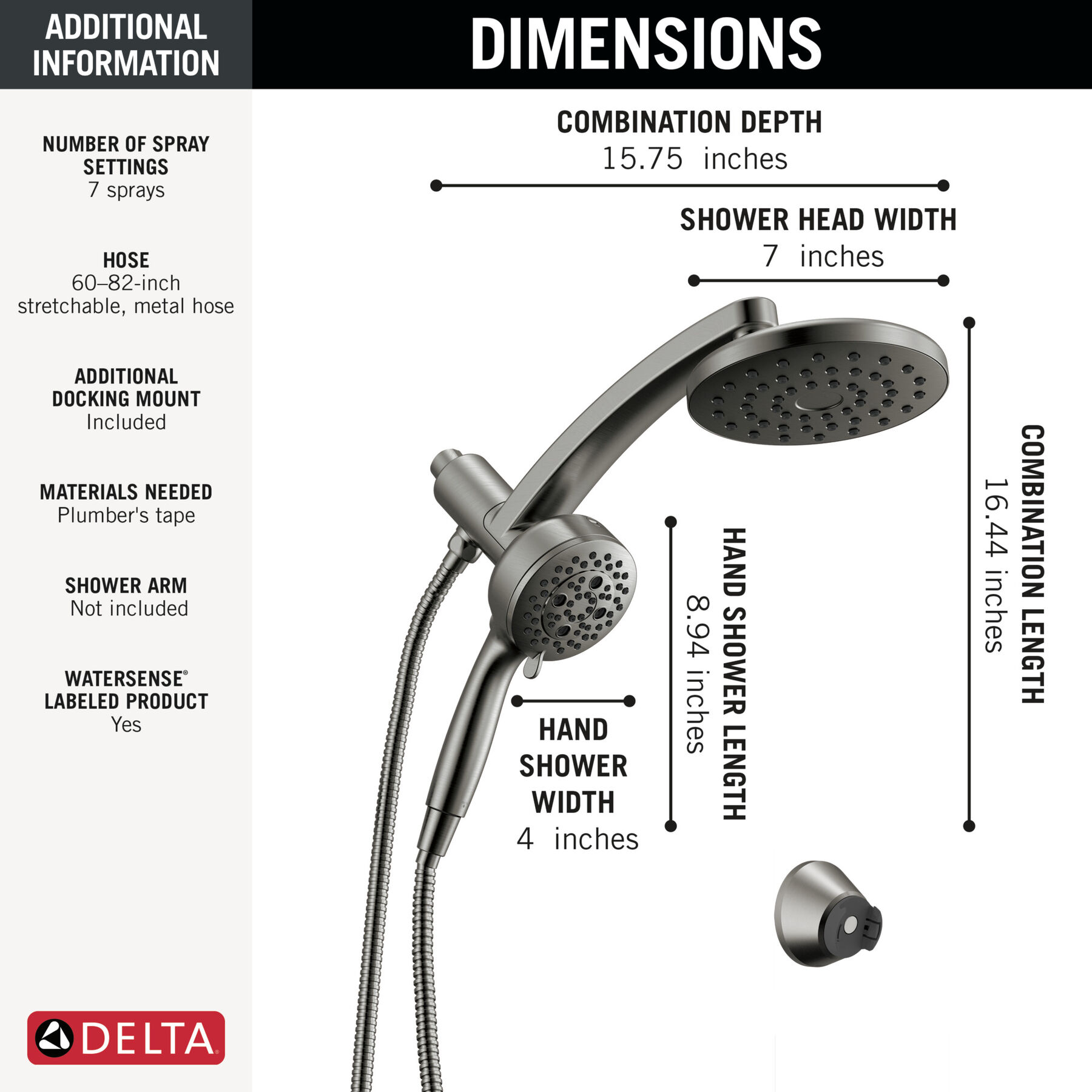 PivotPro&trade; 3-in-1 Combination Shower