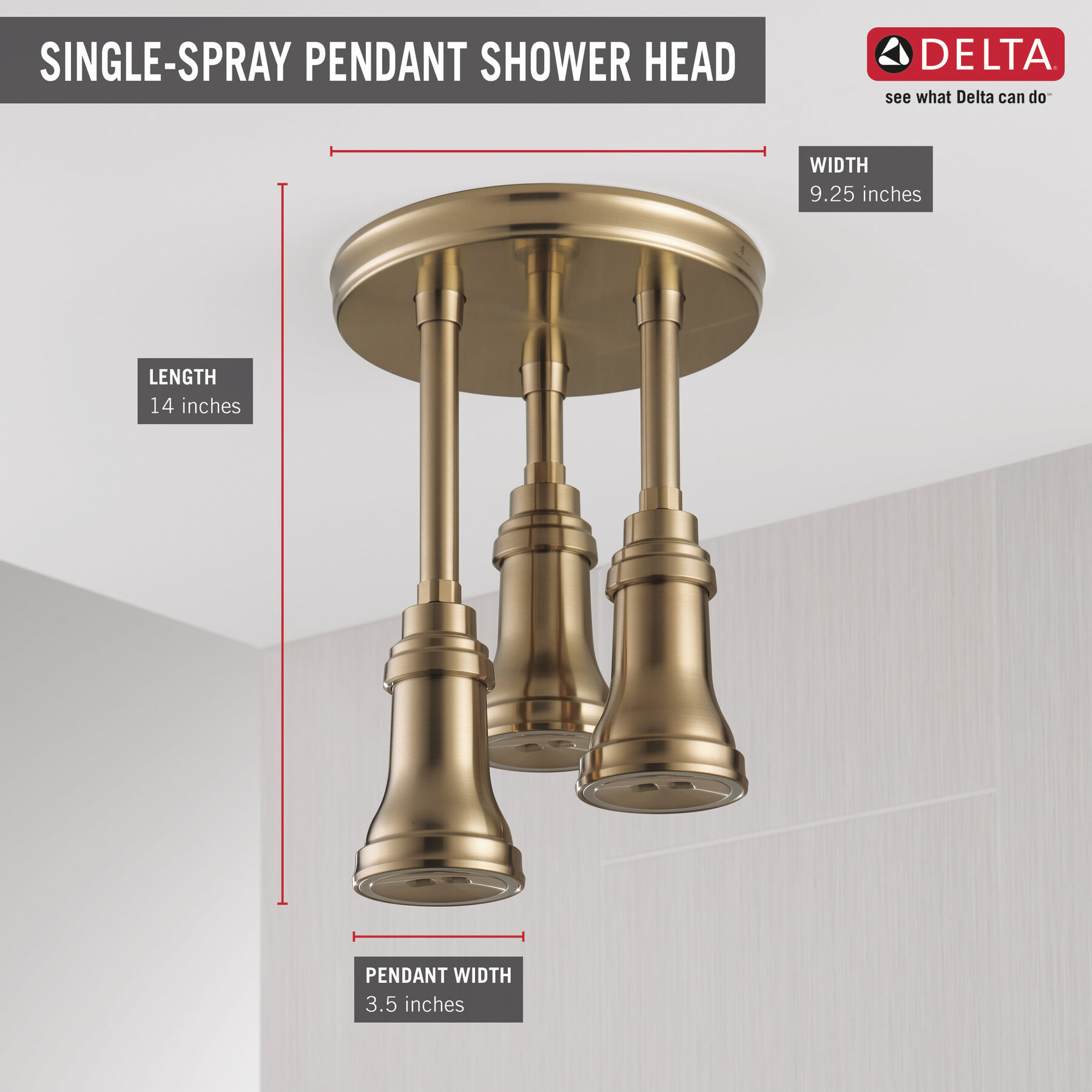 H<sub>2</sub>Okinetic&reg; Pendant Raincan Shower Head with LED Light