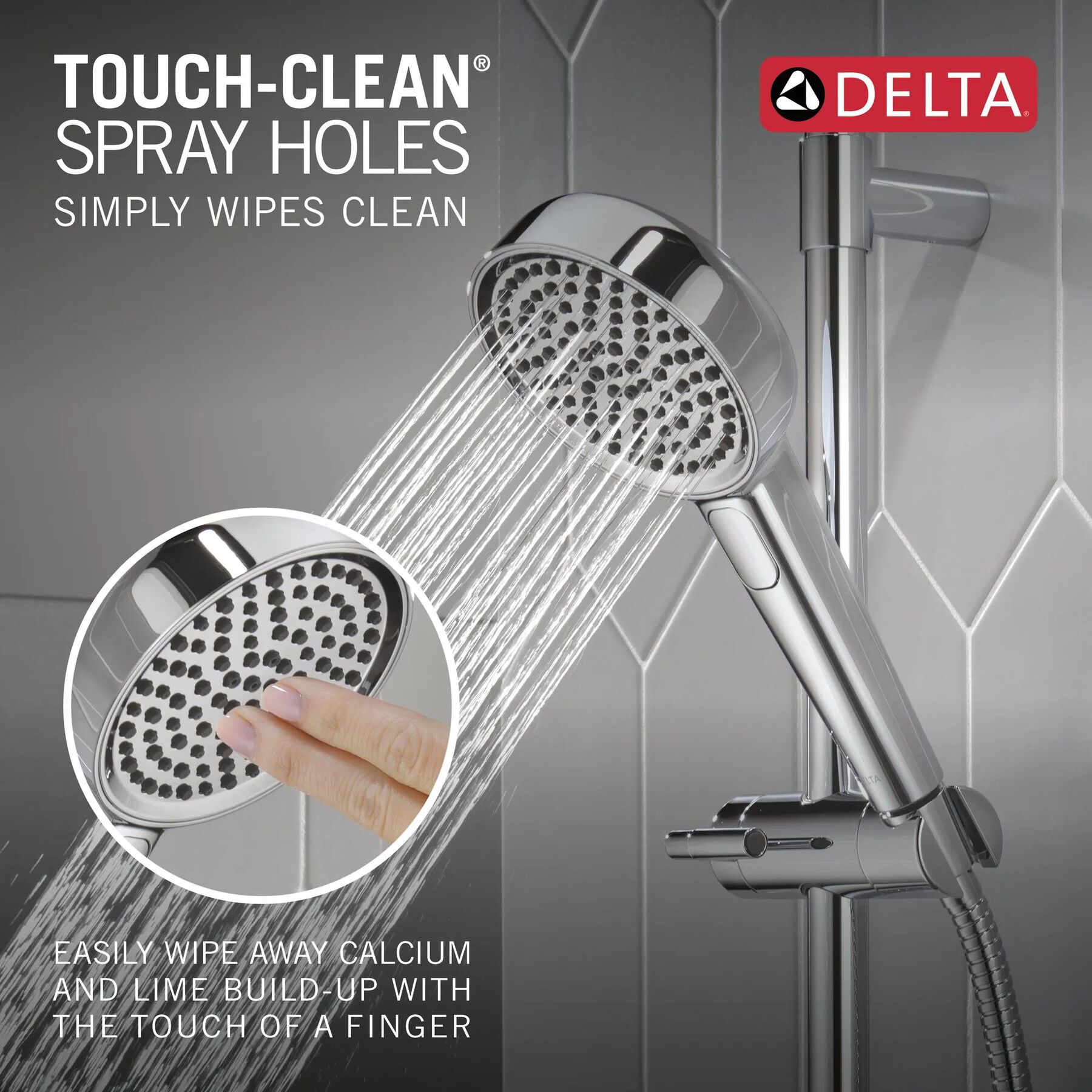 4-Setting Hand Shower with Slide Bar featuring FeatherRain&trade; Spray