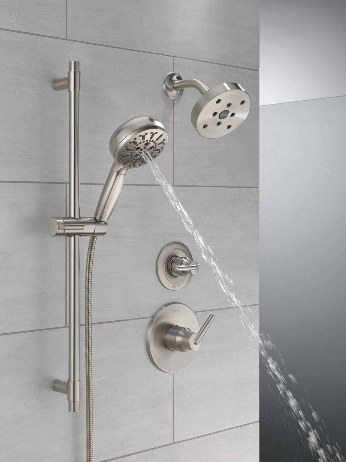 7-Setting Slide Bar Hand Shower with Cleaning Spray