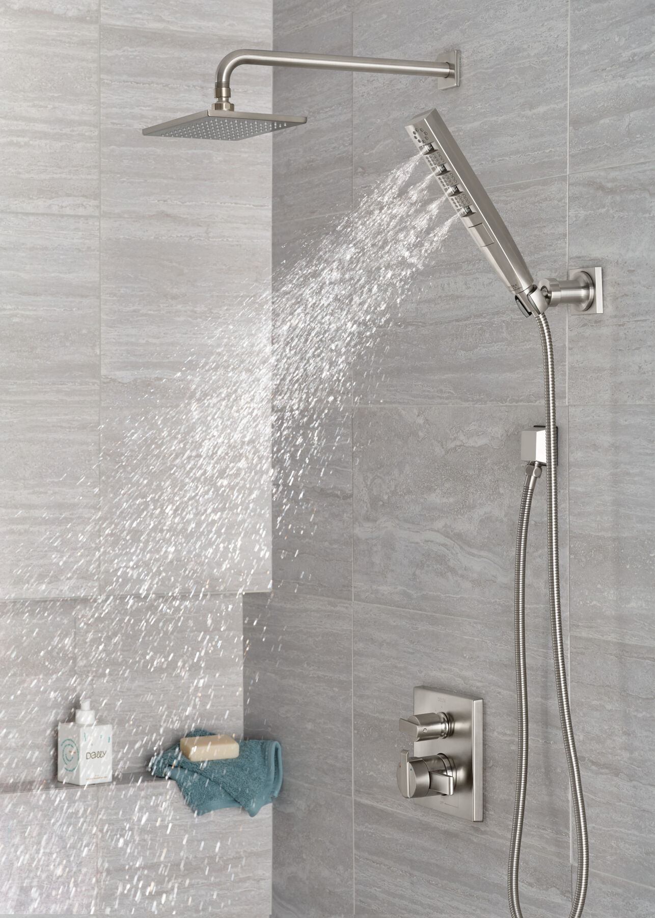 H<sub>2</sub>Okinetic&reg; 4-Setting Wall Mount Hand Shower