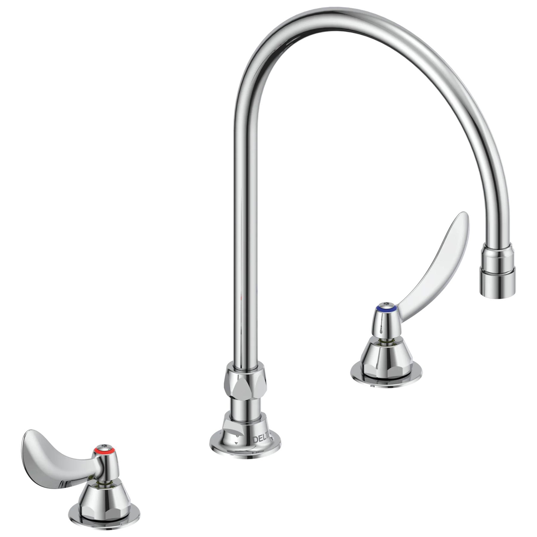 Two Handle Widespread Bathroom Faucet with Gooseneck Spout - Less Pop-Up