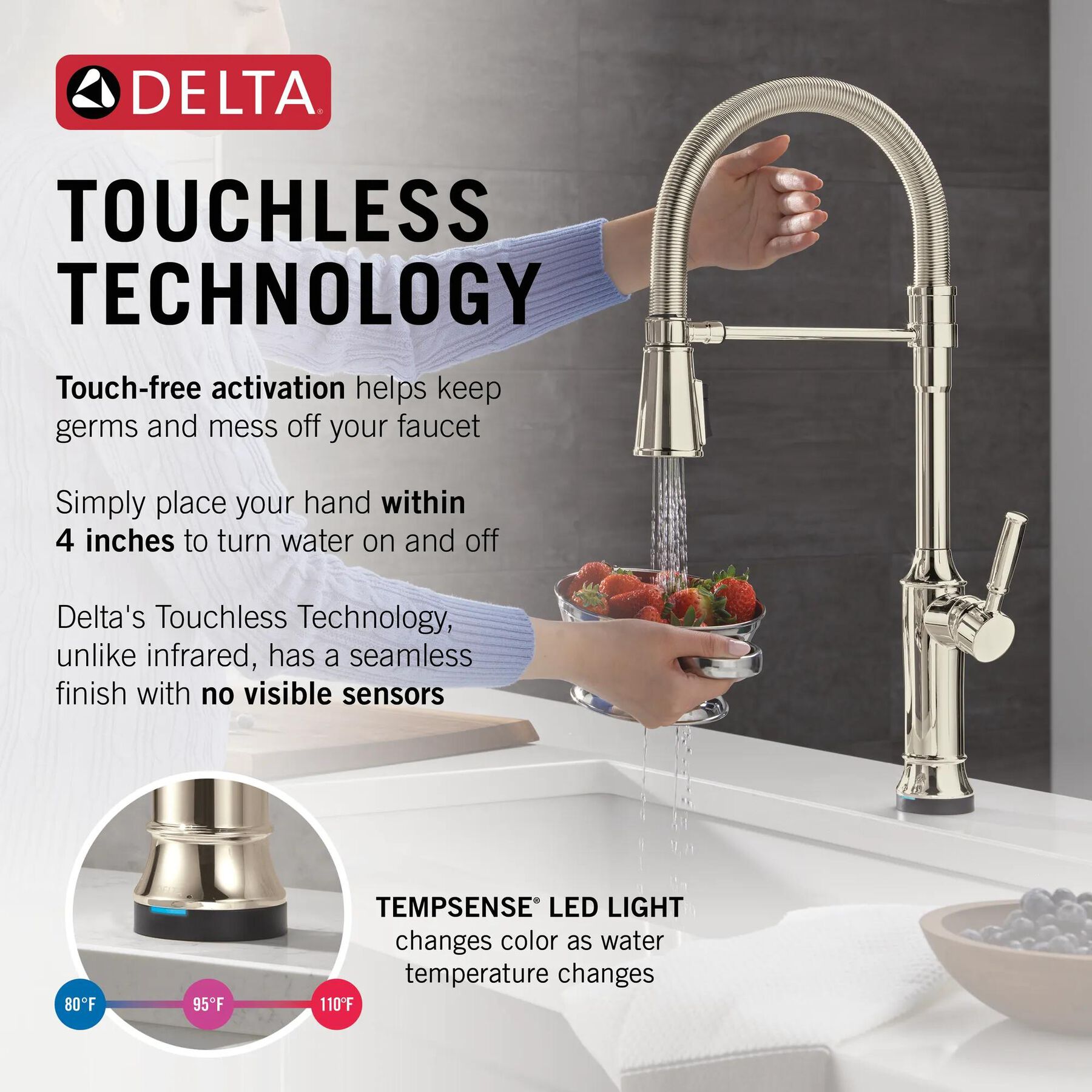 Touch2O&reg; Technology Kitchen Faucet with Touchless Technology