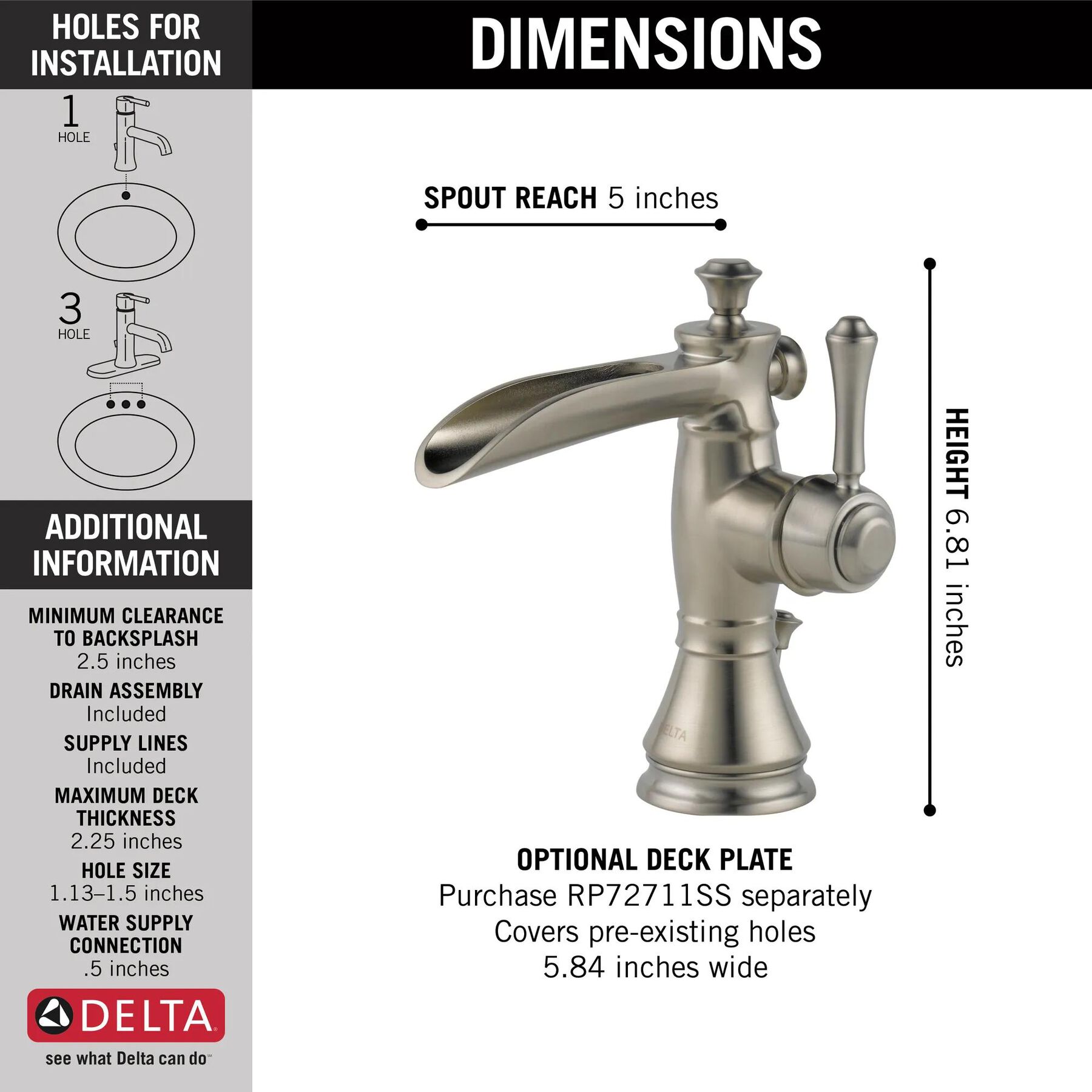Single Handle Channel Bathroom Faucet (Recertified)